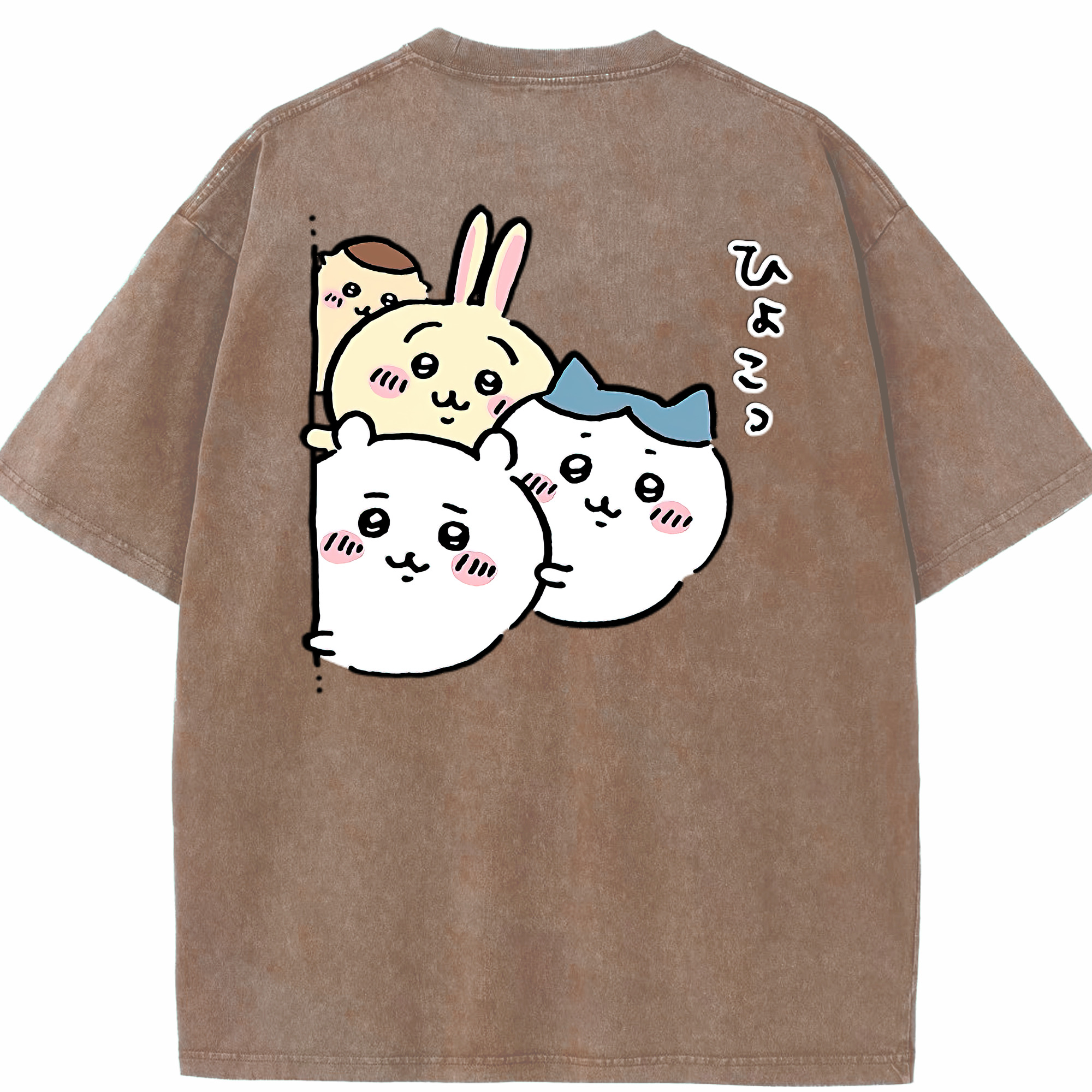 （画像用） ちいかわ ちいかわ Chii-kawa chiikawa 綿100% ヴィンテージ風 半袖Tシャツ（背面プリント）