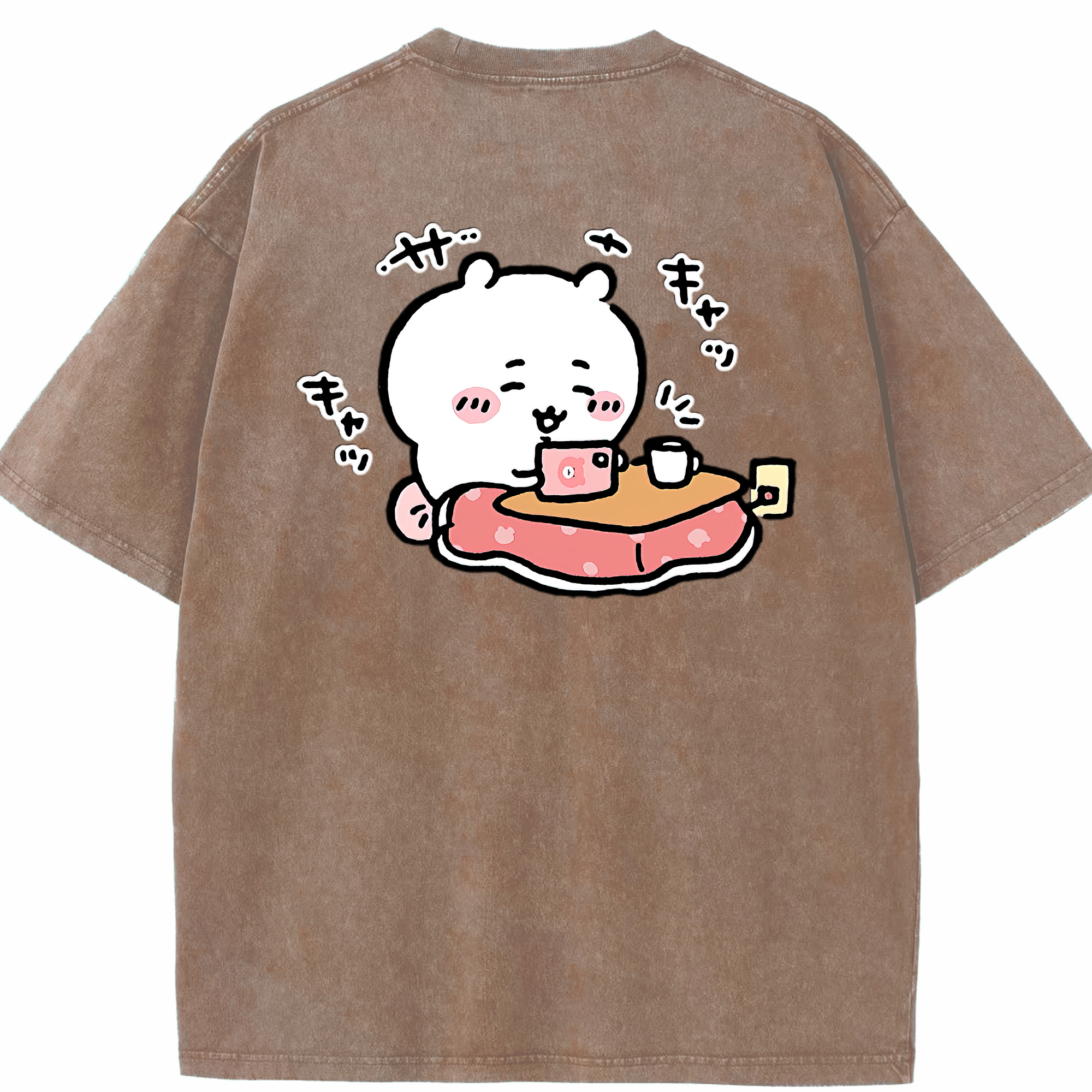 （画像用） ちいかわ ちいかわ Chii-kawa chiikawa 綿100% ヴィンテージ風 半袖Tシャツ（背面プリント）