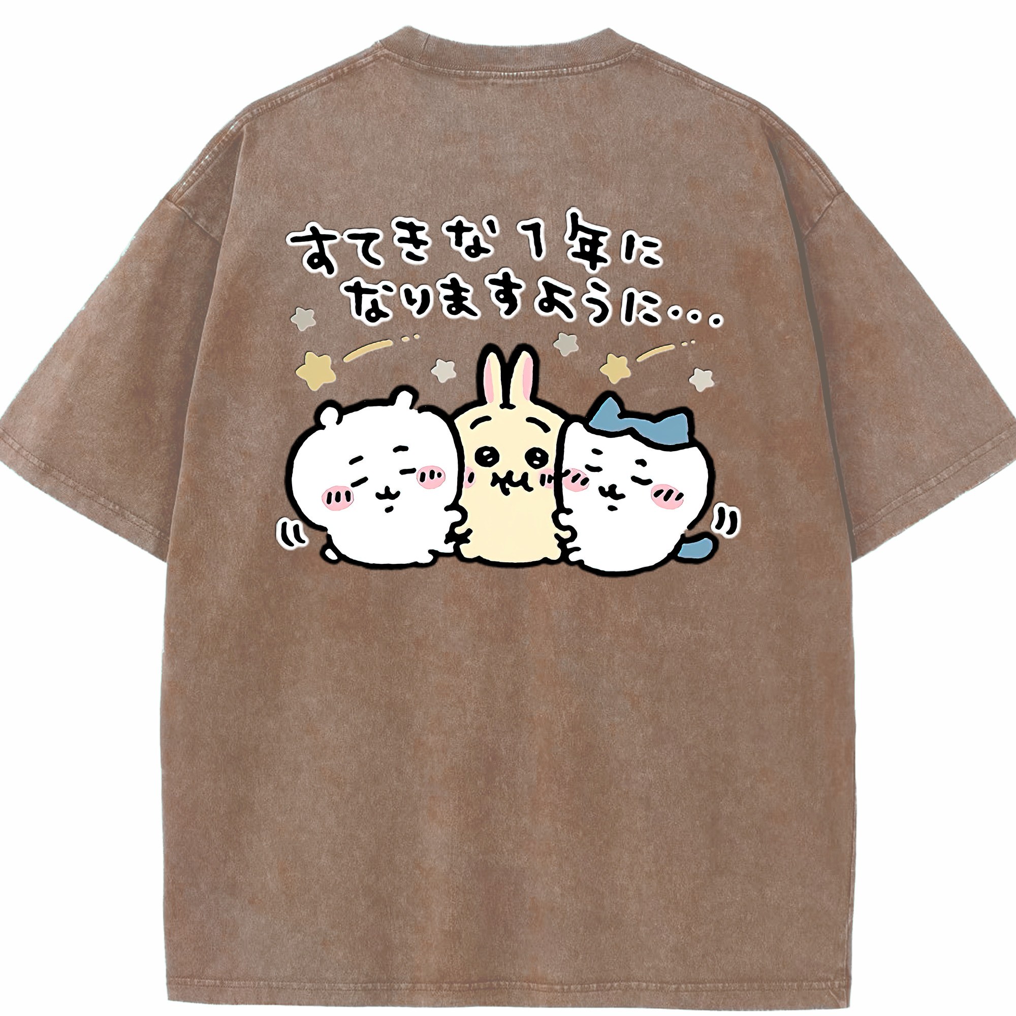 （画像用） ちいかわ ちいかわ Chii-kawa chiikawa 綿100% ヴィンテージ風 半袖Tシャツ（背面プリント）