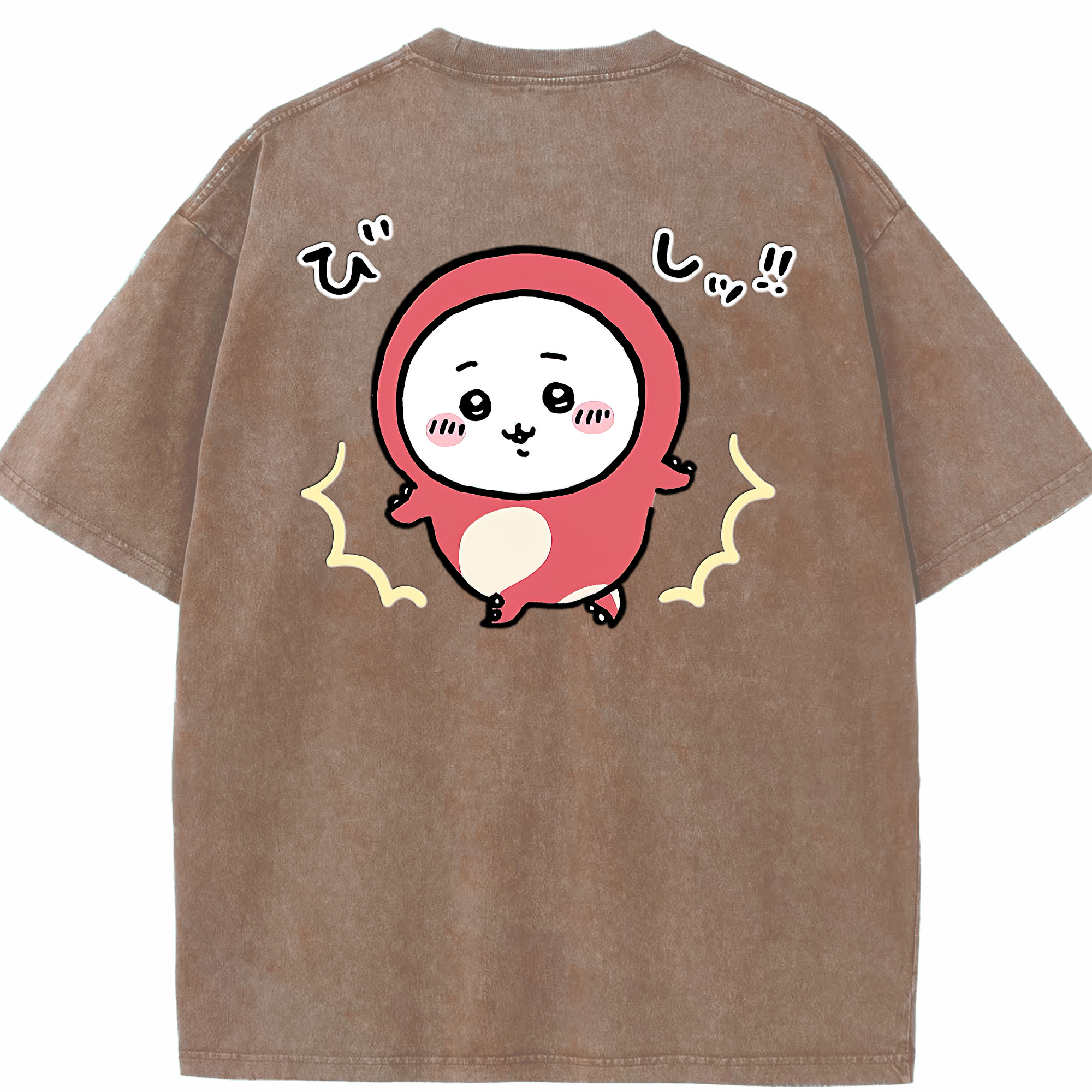 （画像用） ちいかわ ちいかわ Chii-kawa chiikawa 綿100% ヴィンテージ風 半袖Tシャツ（背面プリント）