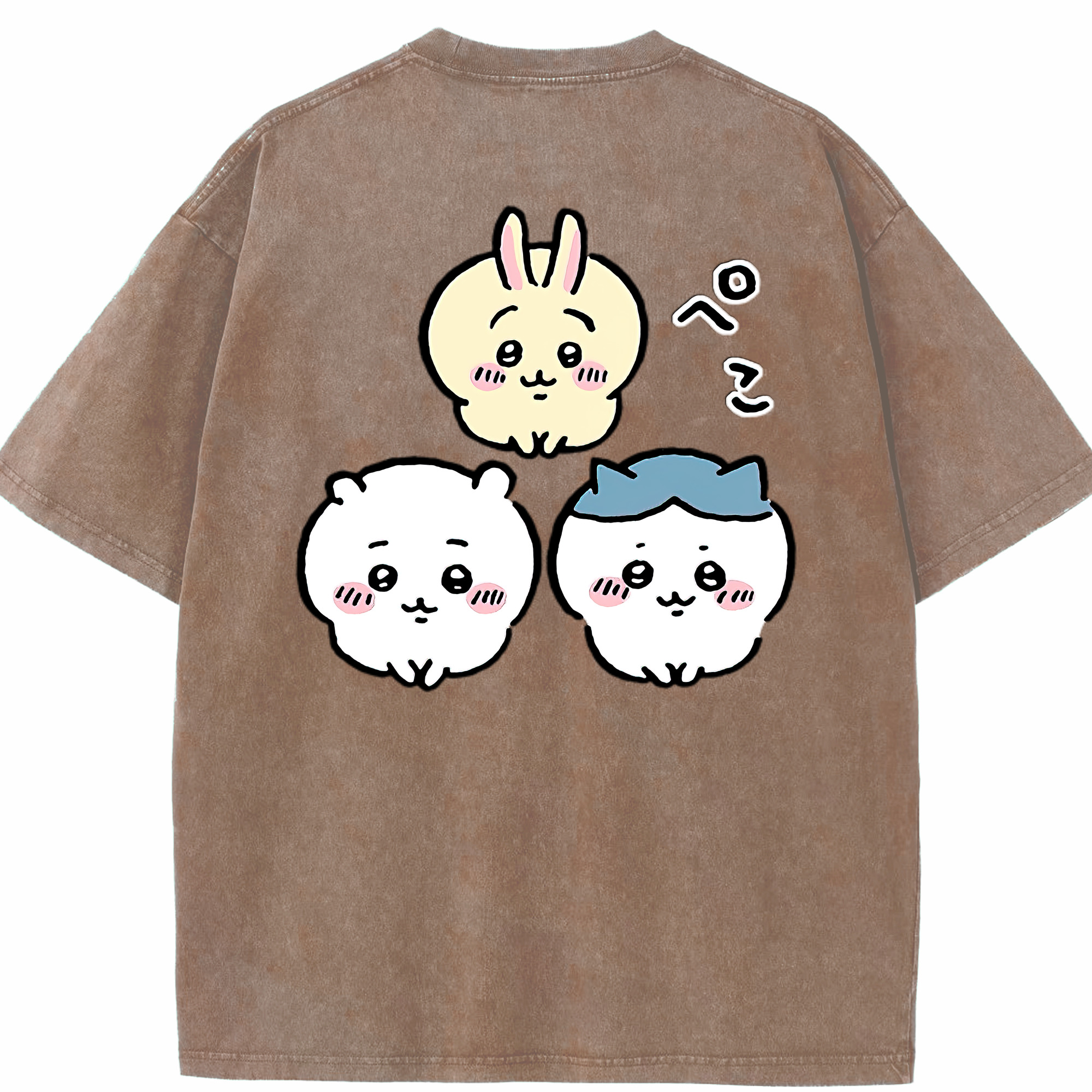 （画像用） ちいかわ うさぎ Chii-kawa usagi 綿100% ヴィンテージ風 半袖Tシャツ（背面プリント）
