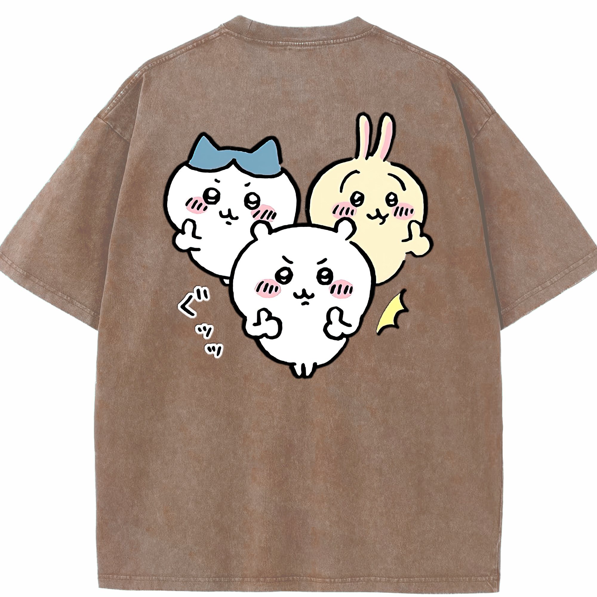 （画像用） ちいかわ うさぎ Chii-kawa usagi 綿100% ヴィンテージ風 半袖Tシャツ（背面プリント）