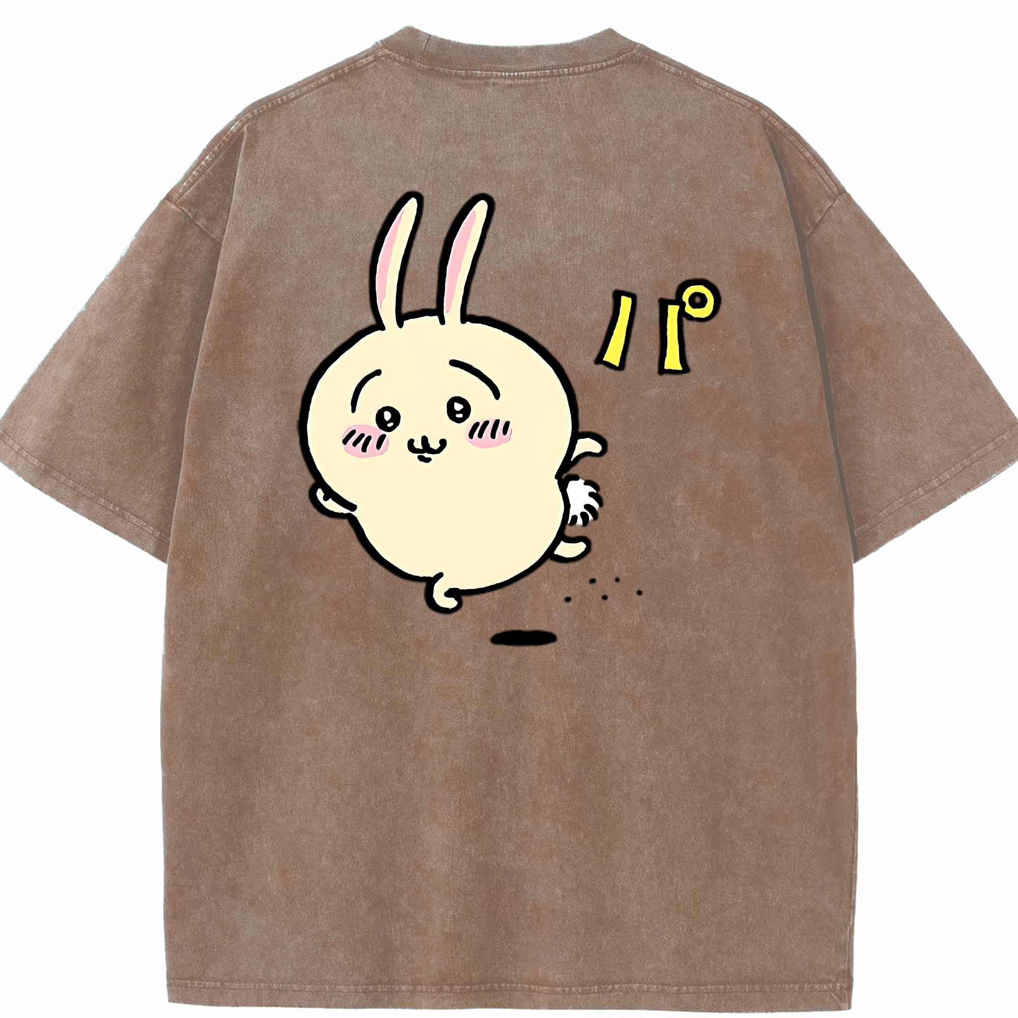 （画像用） ちいかわ うさぎ Chii-kawa usagi 綿100% ヴィンテージ風 半袖Tシャツ（背面プリント）