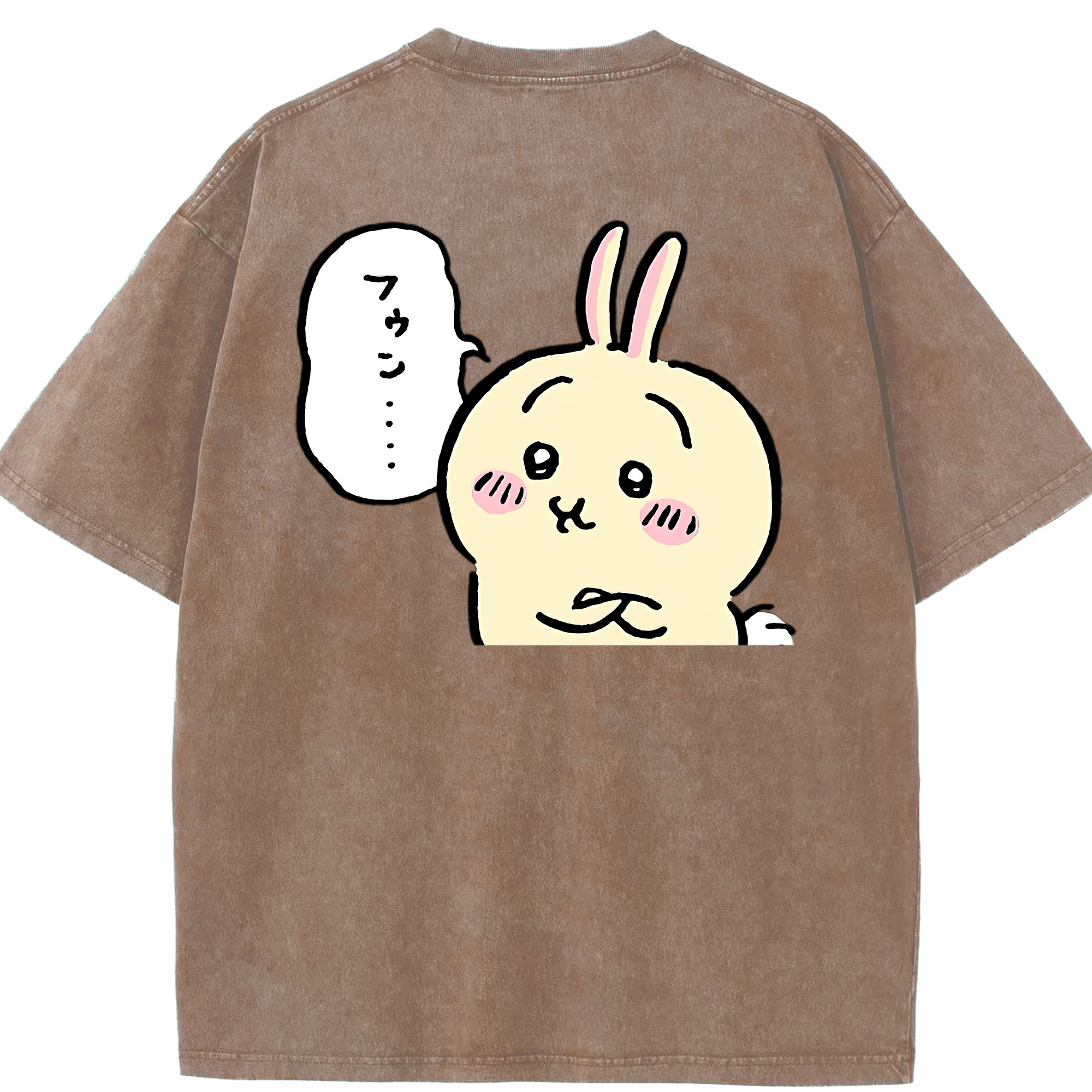 （画像用） ちいかわ うさぎ Chii-kawa usagi 綿100% ヴィンテージ風 半袖Tシャツ（背面プリント）