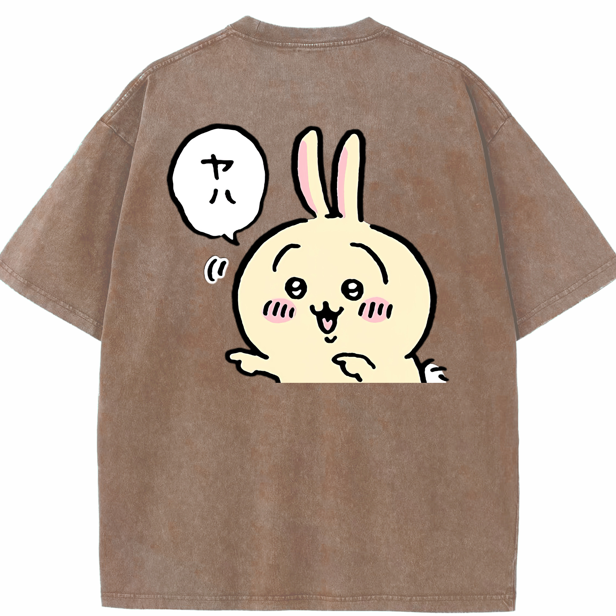 （画像用） ちいかわ うさぎ Chii-kawa usagi 綿100% ヴィンテージ風 半袖Tシャツ（背面プリント）