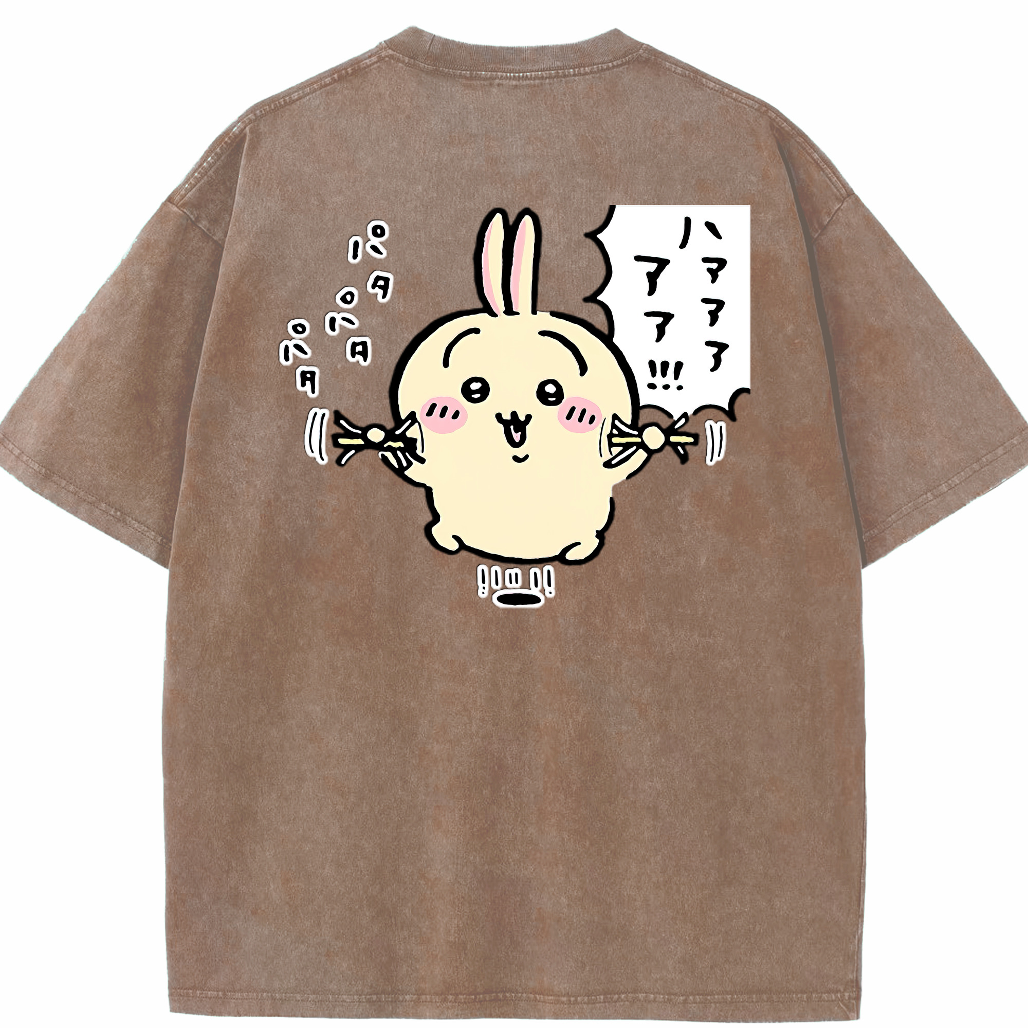 （画像用） ちいかわ うさぎ Chii-kawa usagi 綿100% ヴィンテージ風 半袖Tシャツ（背面プリント）