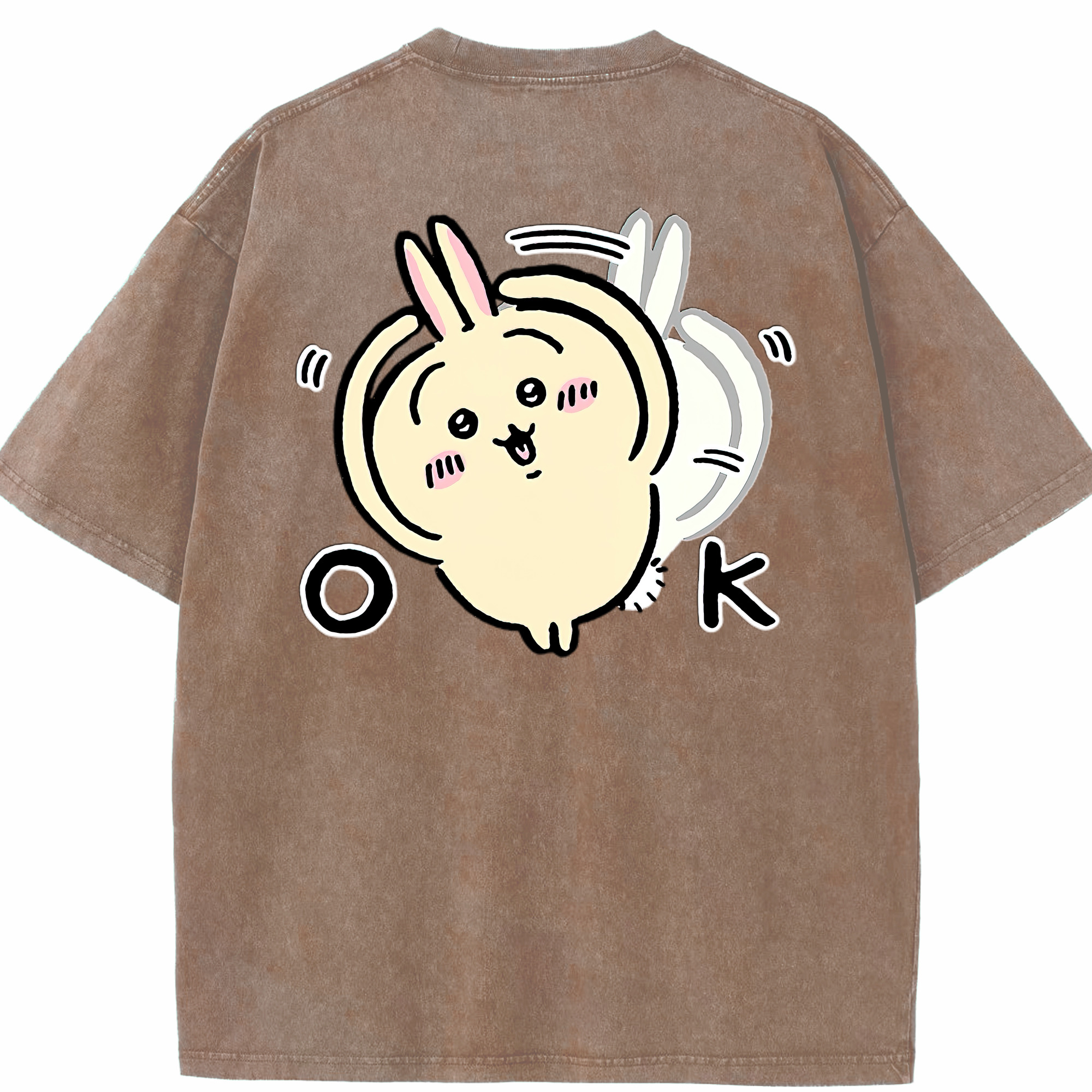 （画像用） ちいかわ うさぎ Chii-kawa usagi 綿100% ヴィンテージ風 半袖Tシャツ（背面プリント）