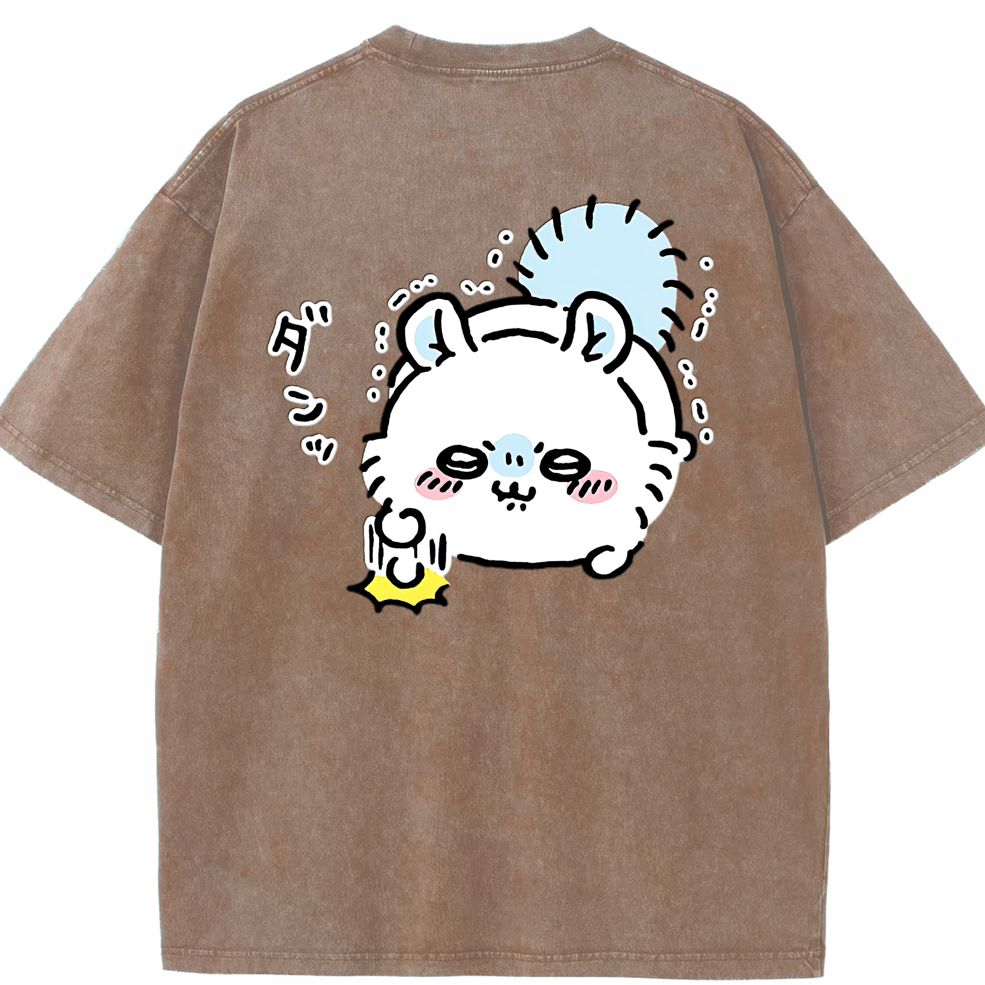 （画像用） ちいかわ モモンガ Chii-kawa Momonga 綿100% ヴィンテージ風 半袖Tシャツ（背面プリント）