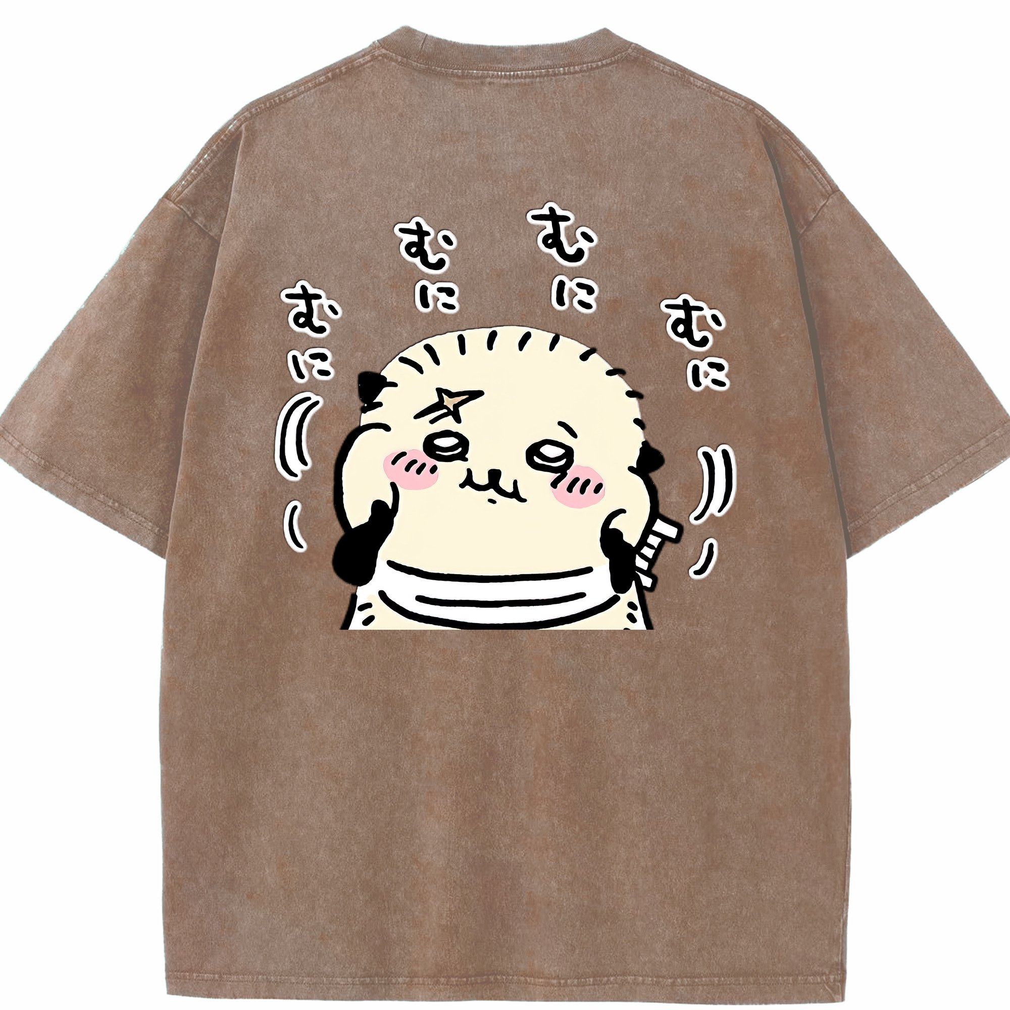（画像用） ちいかわ ラッコ Chii-kawa Sea otter 綿100% ヴィンテージ風 半袖Tシャツ（背面プリント）