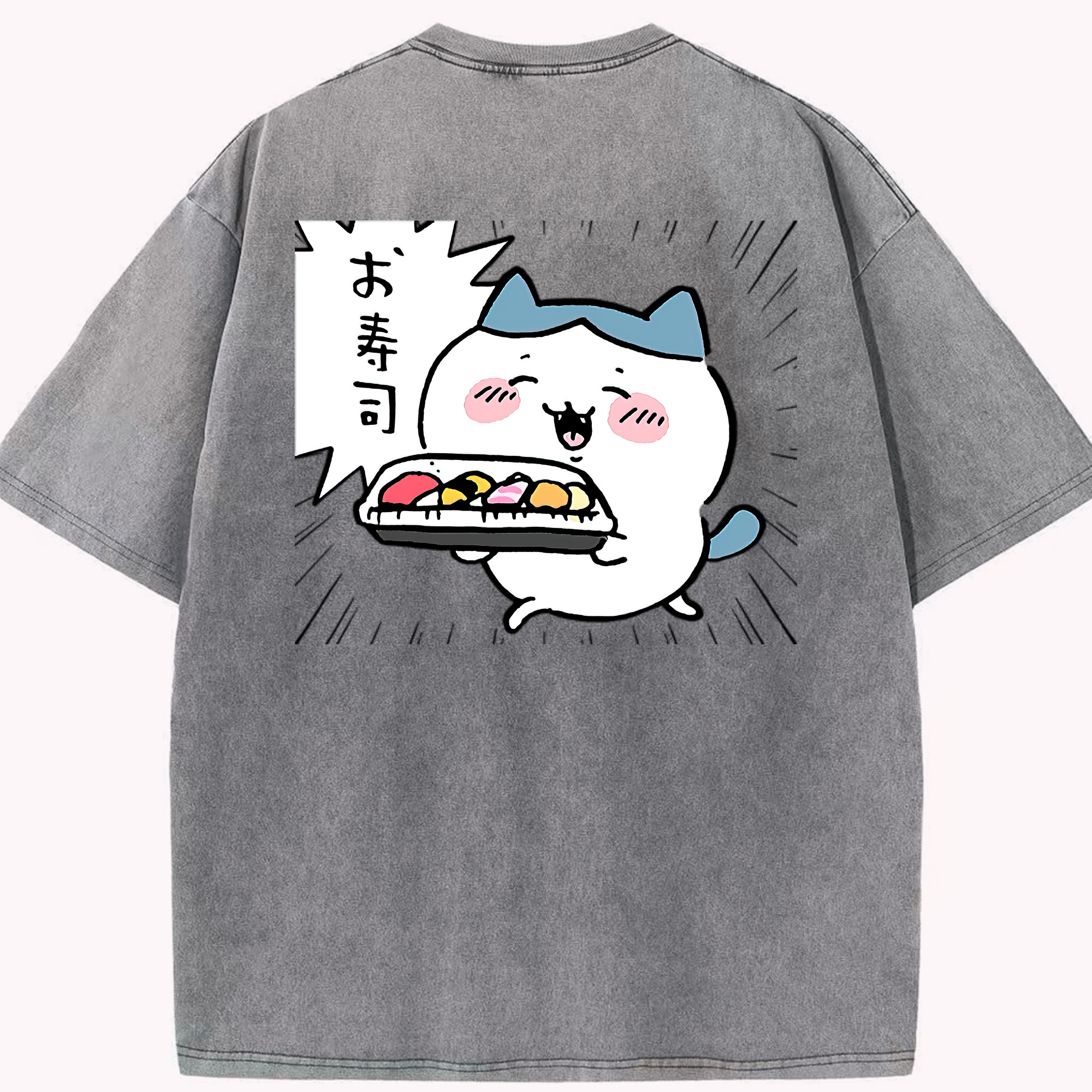 （画像用） ちいかわ ハチワレ Chii-kawa hachiware 綿100% ヴィンテージ風 半袖Tシャツ（背面プリント）