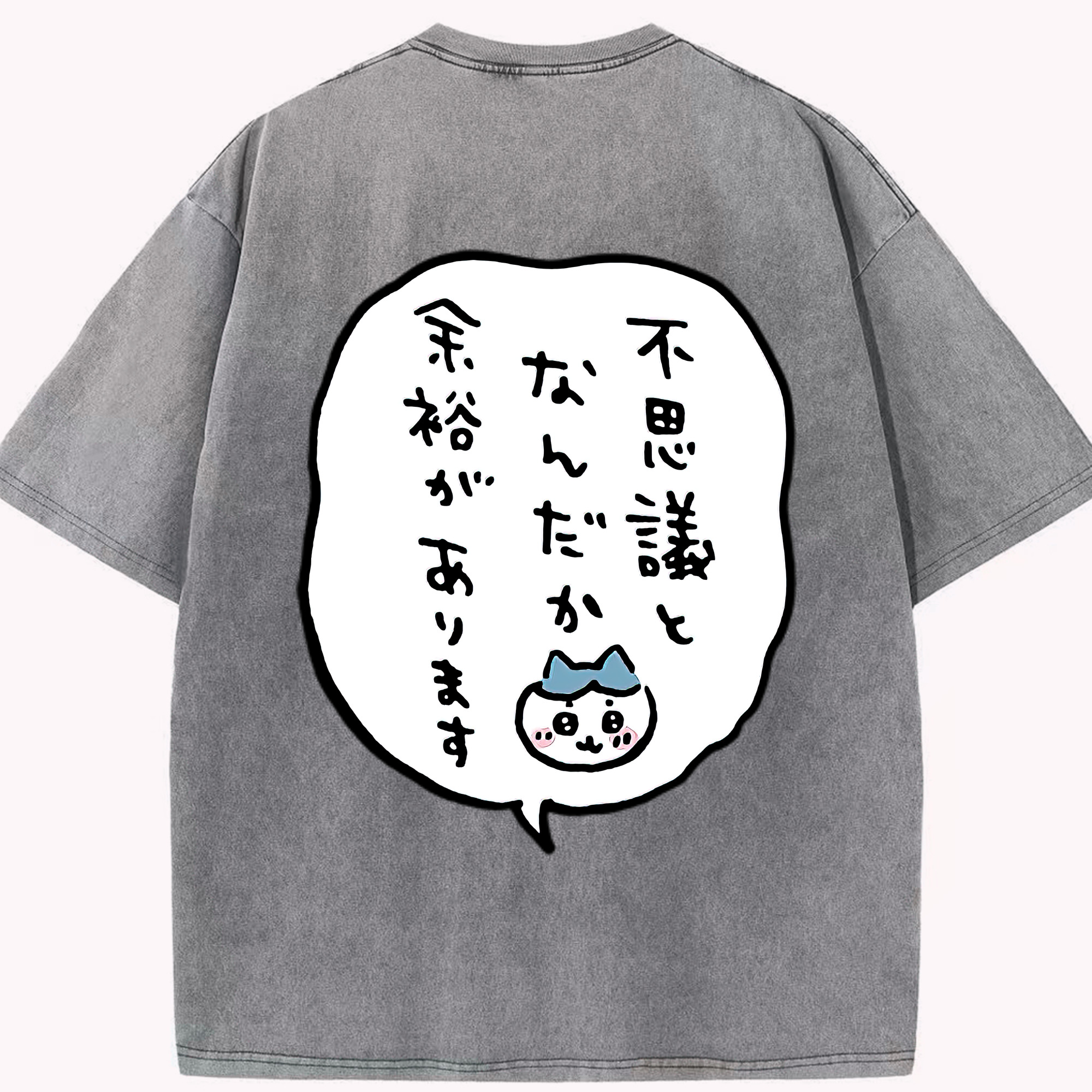 （画像用） ちいかわ ハチワレ Chii-kawa hachiware 綿100% ヴィンテージ風 半袖Tシャツ（背面プリント）
