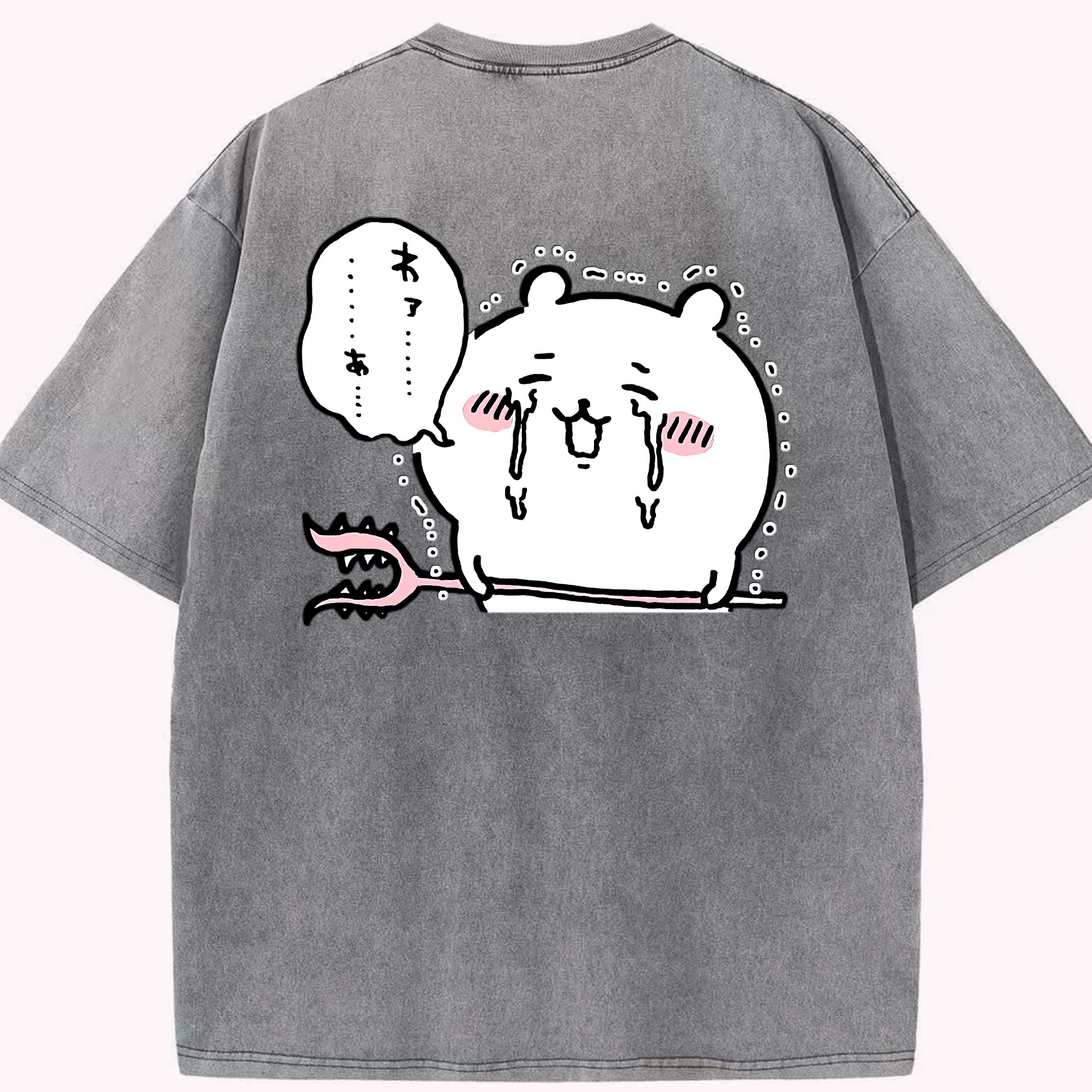 （画像用） ちいかわ ちいかわ Chii-kawa chiikawa 綿100% ヴィンテージ風 半袖Tシャツ（背面プリント）