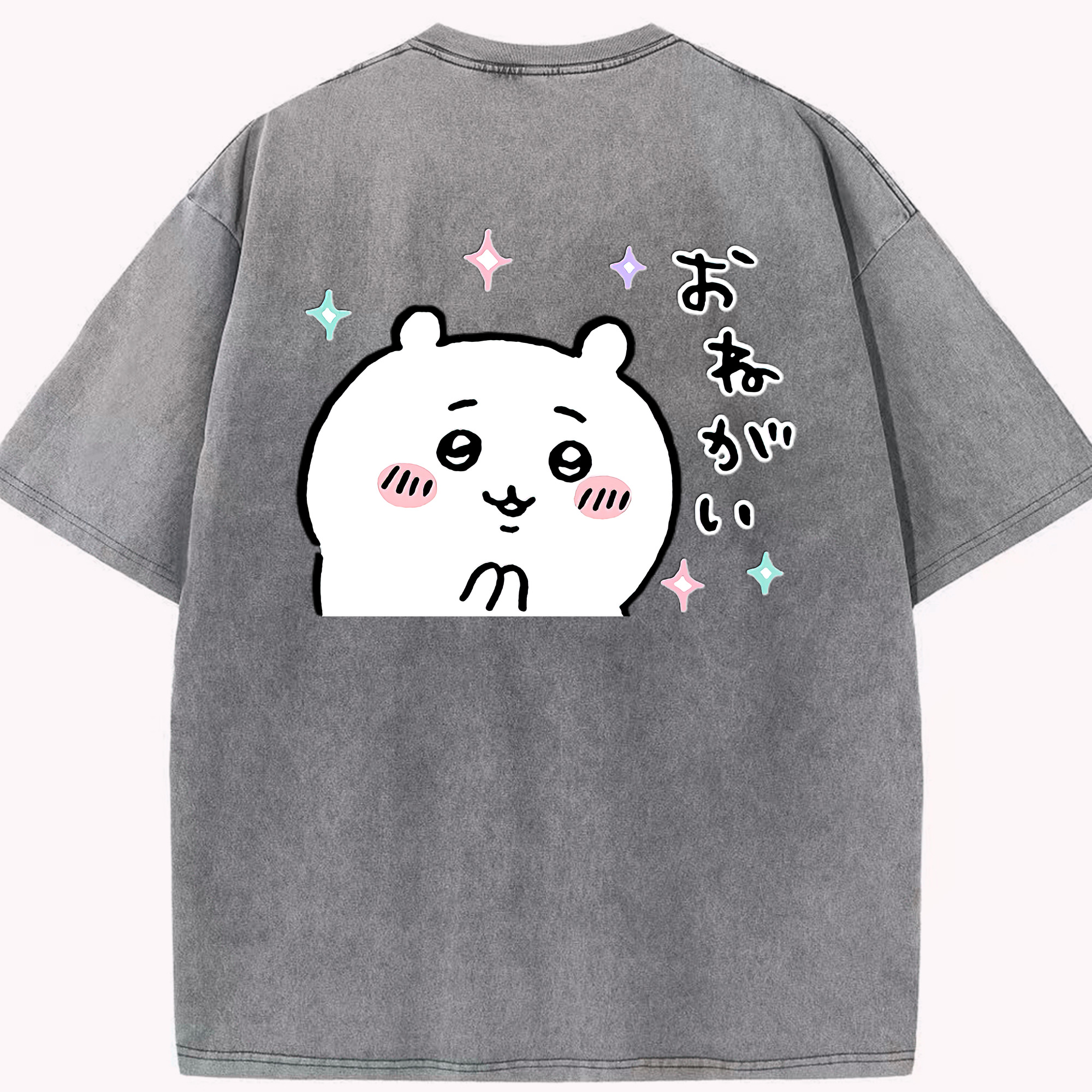 （画像用） ちいかわ ちいかわ Chii-kawa chiikawa 綿100% ヴィンテージ風 半袖Tシャツ（背面プリント）