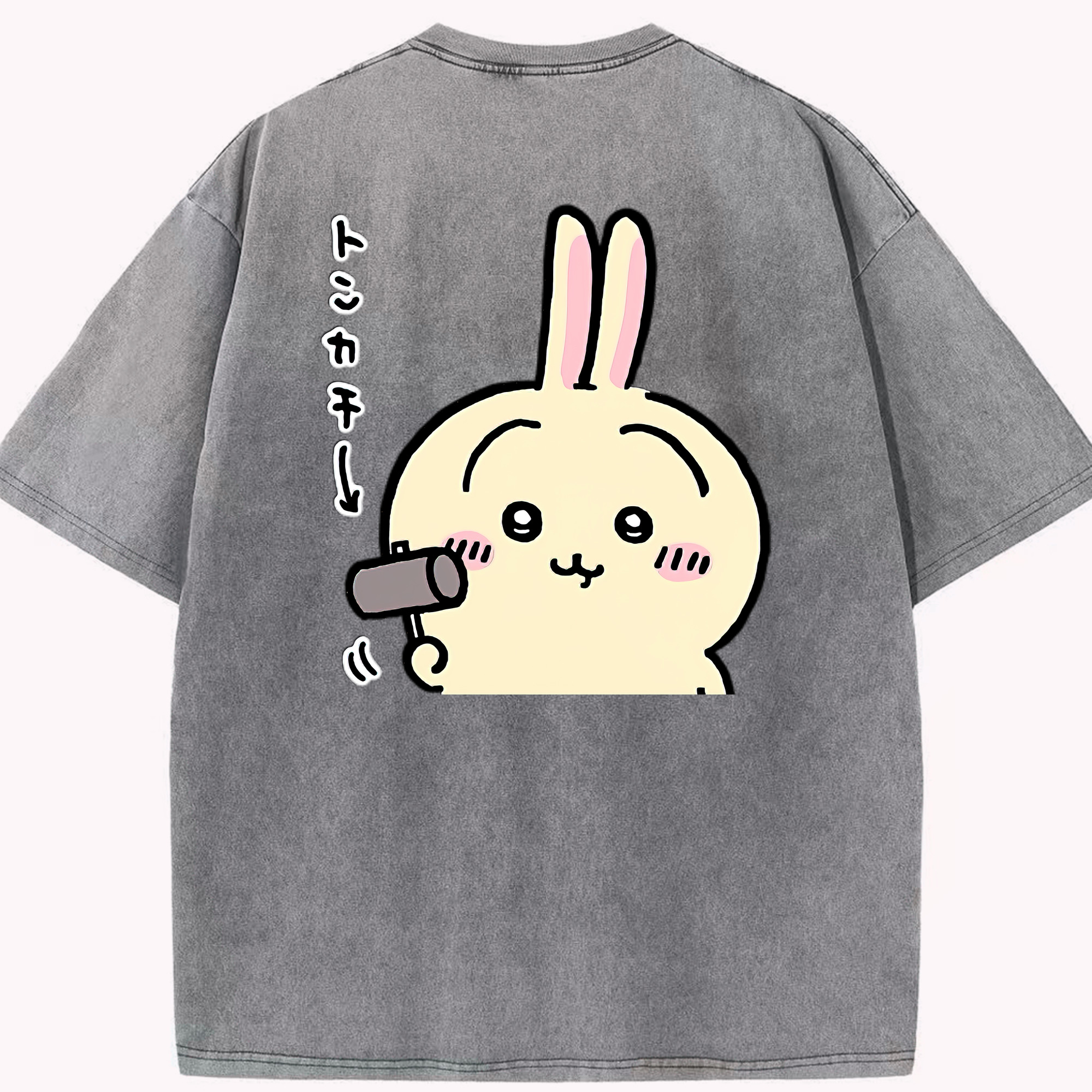 （画像用） ちいかわ うさぎ Chii-kawa usagi 綿100% ヴィンテージ風 半袖Tシャツ（背面プリント）