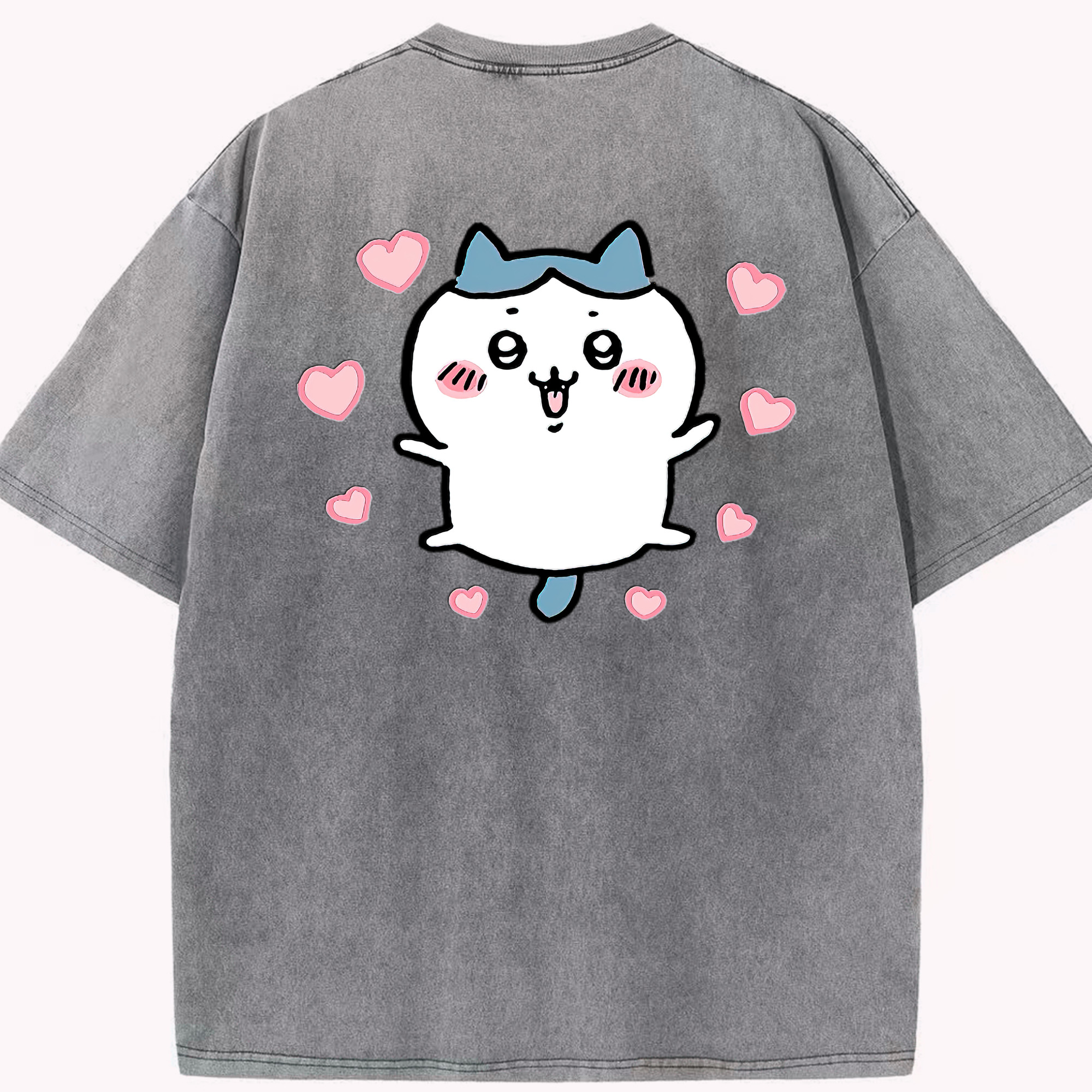 （画像用） ちいかわ ハチワレ Chii-kawa hachiware 綿100% ヴィンテージ風 半袖Tシャツ（背面プリント）