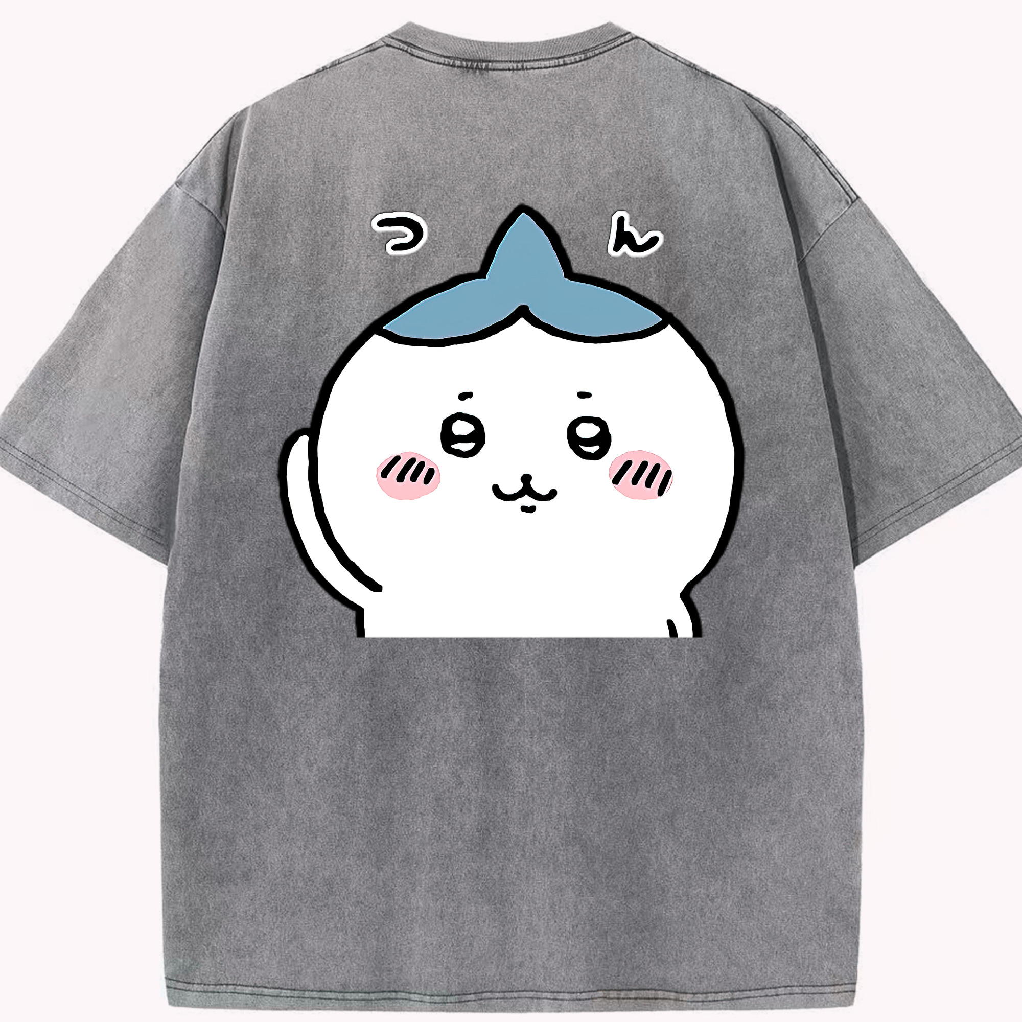 （画像用） ちいかわ ハチワレ Chii-kawa hachiware 綿100% ヴィンテージ風 半袖Tシャツ（背面プリント）