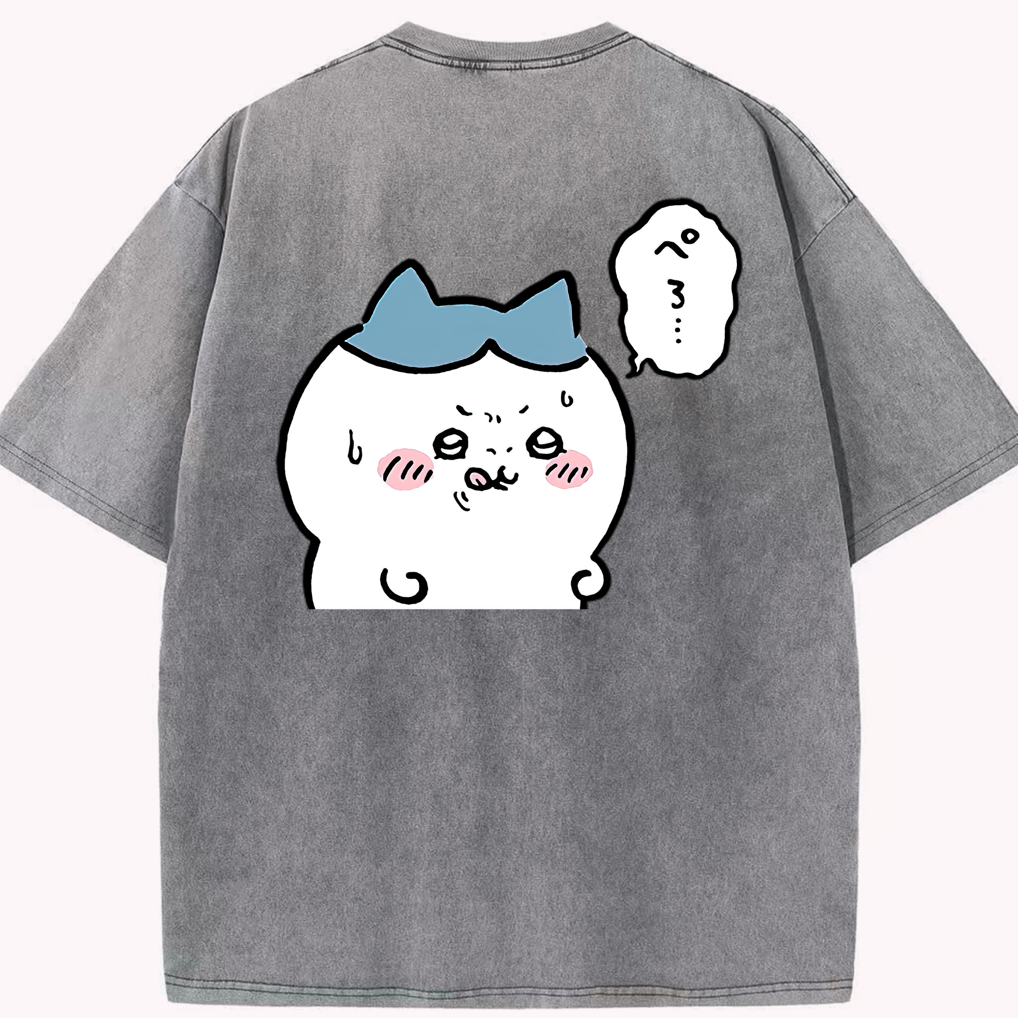 （画像用） ちいかわ ハチワレ Chii-kawa hachiware 綿100% ヴィンテージ風 半袖Tシャツ（背面プリント）