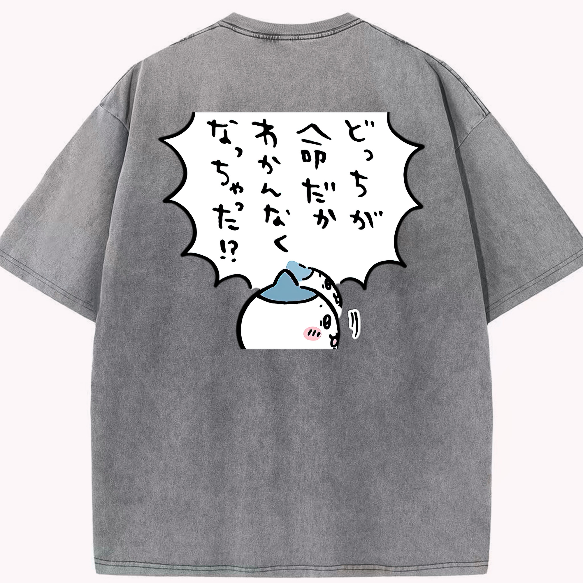 （画像用） ちいかわ ハチワレ Chii-kawa hachiware 綿100% ヴィンテージ風 半袖Tシャツ（背面プリント）