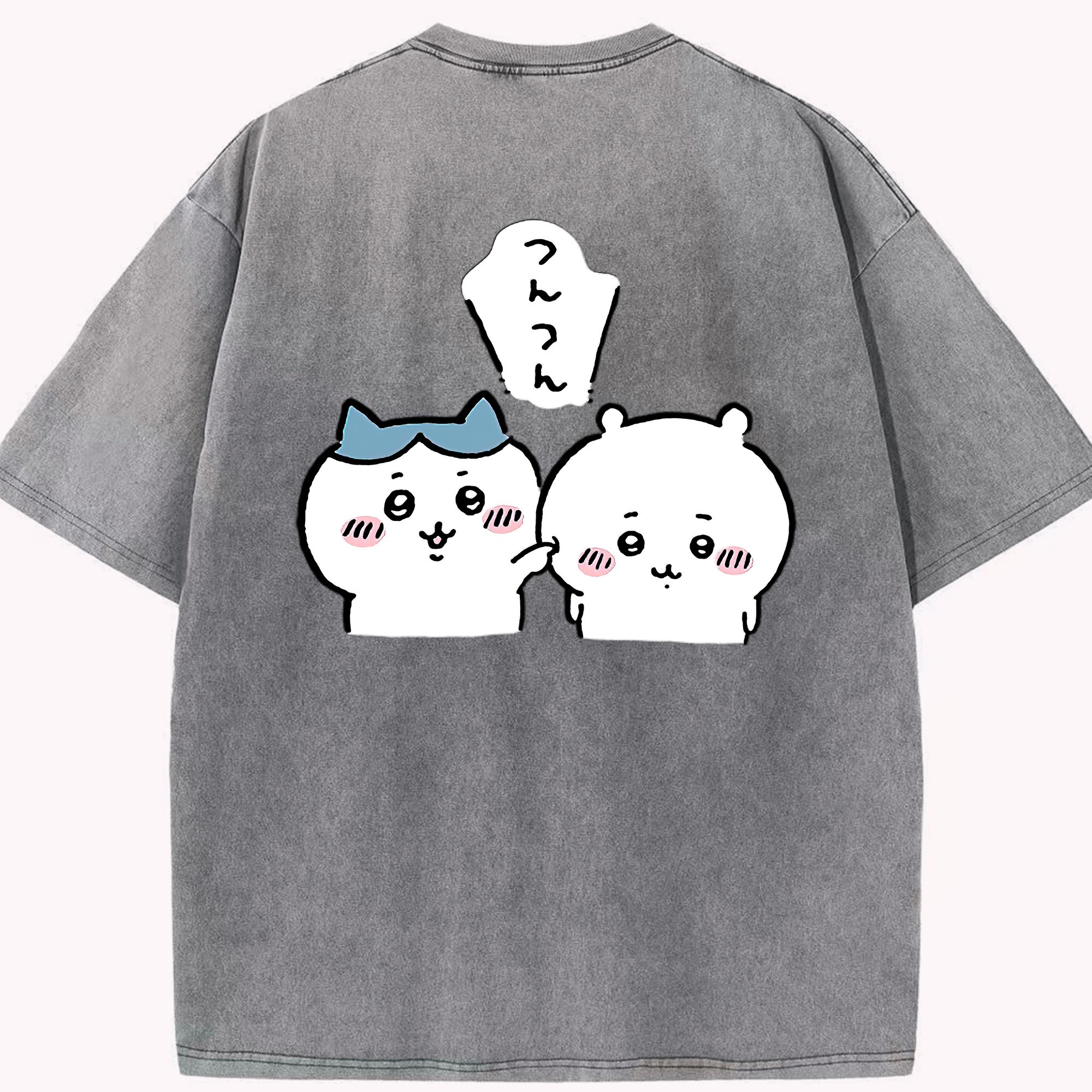 （画像用） ちいかわ ちいかわ Chii-kawa chiikawa 綿100% ヴィンテージ風 半袖Tシャツ（背面プリント）