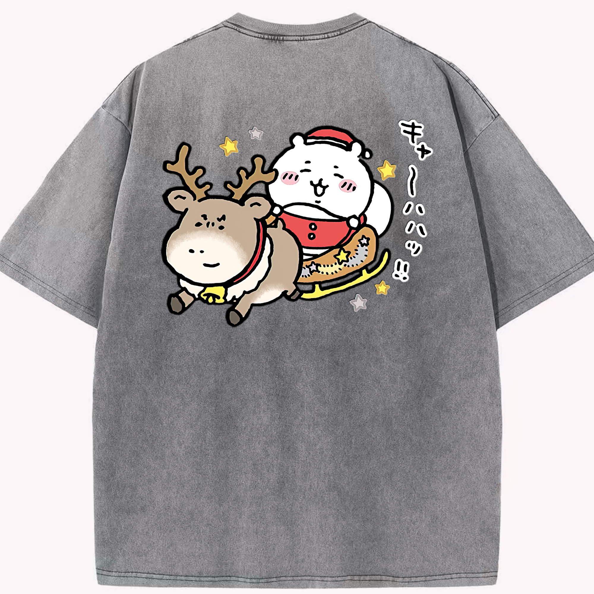 （画像用） ちいかわ ちいかわ Chii-kawa chiikawa 綿100% ヴィンテージ風 半袖Tシャツ（背面プリント）