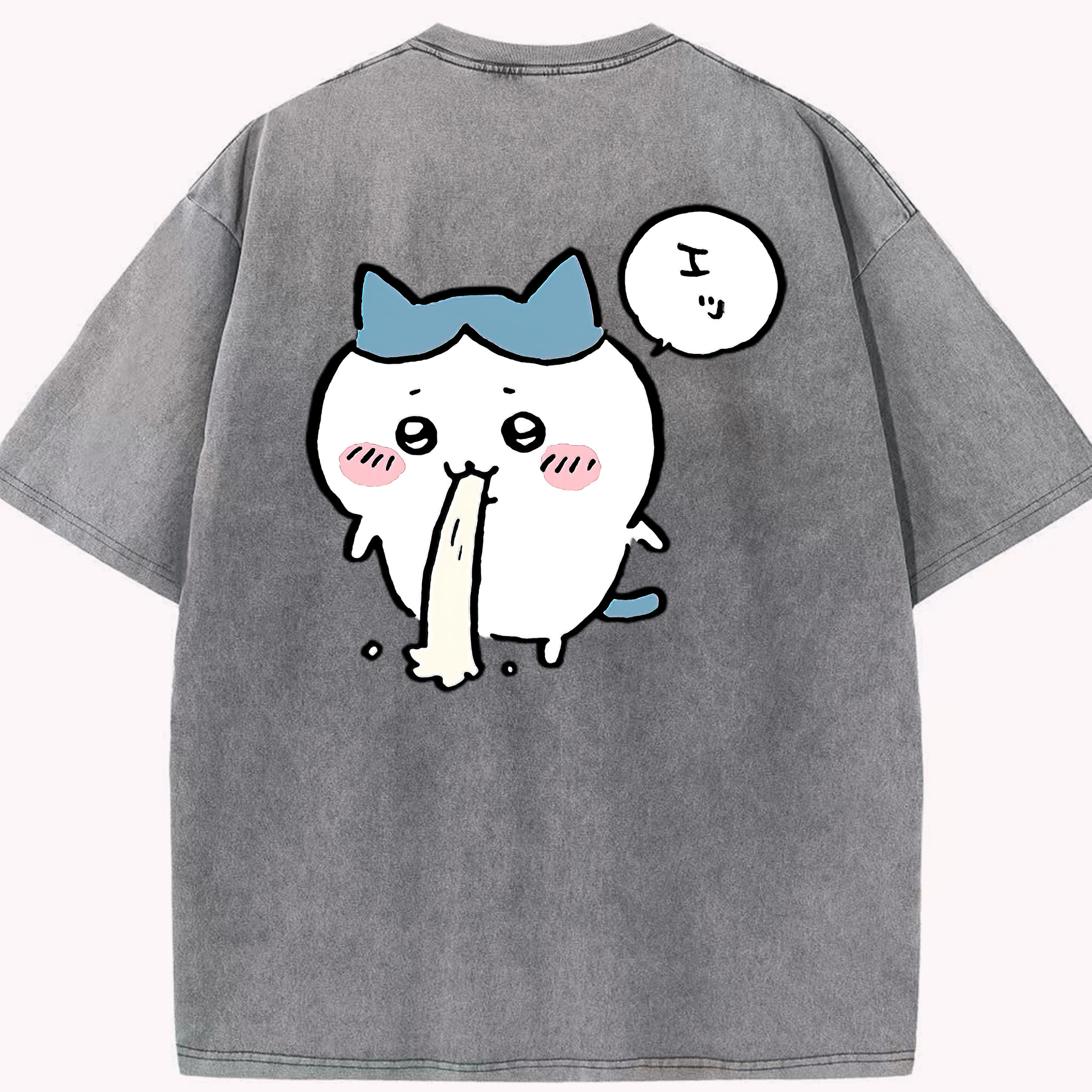 （画像用） ちいかわ ハチワレ Chii-kawa hachiware 綿100% ヴィンテージ風 半袖Tシャツ（背面プリント）