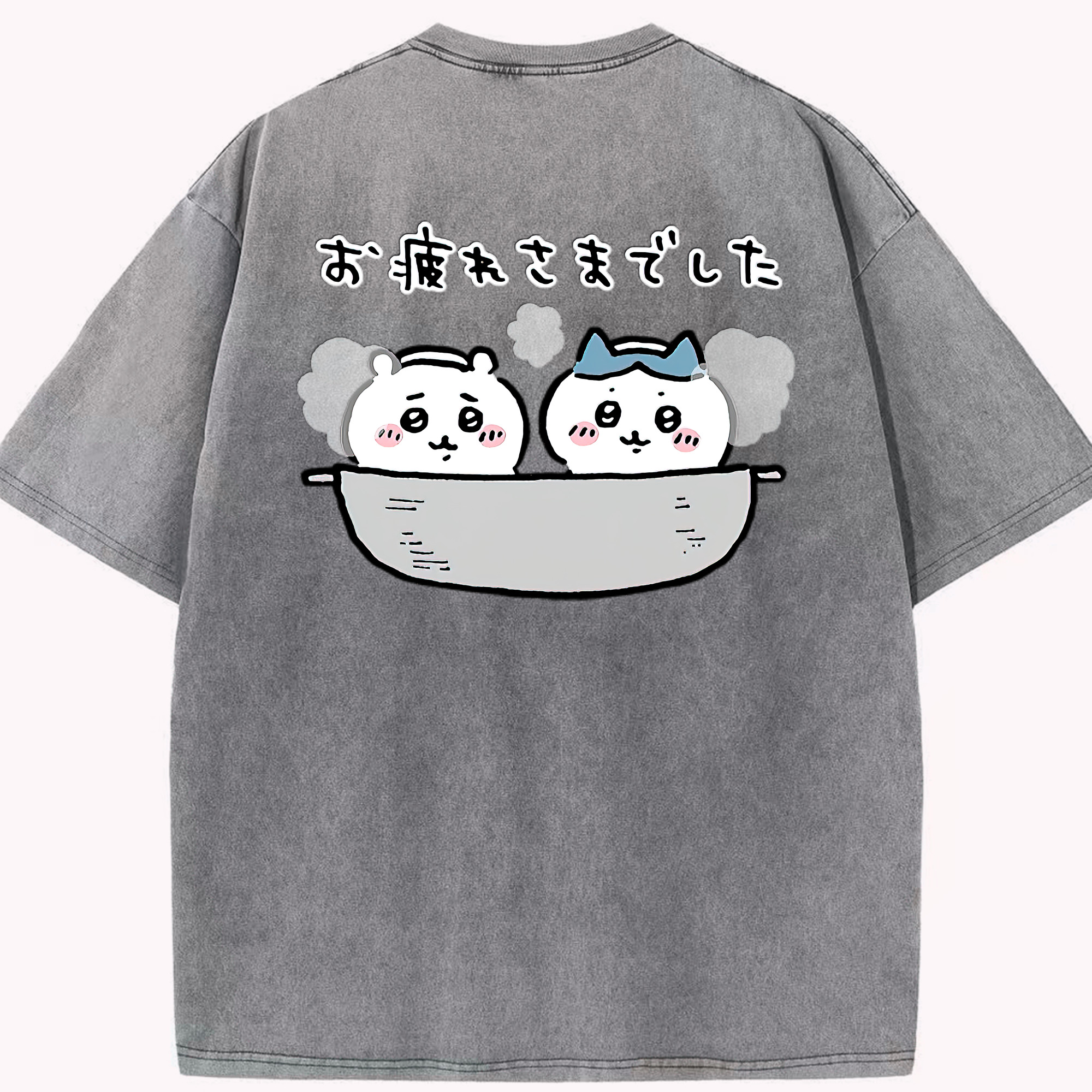 （画像用） ちいかわ ハチワレ Chii-kawa hachiware 綿100% ヴィンテージ風 半袖Tシャツ（背面プリント）