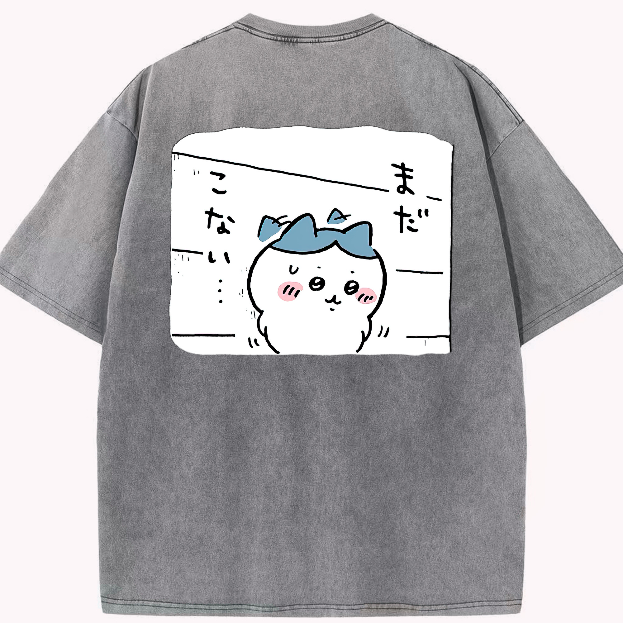 （画像用） ちいかわ ハチワレ Chii-kawa hachiware 綿100% ヴィンテージ風 半袖Tシャツ（背面プリント）