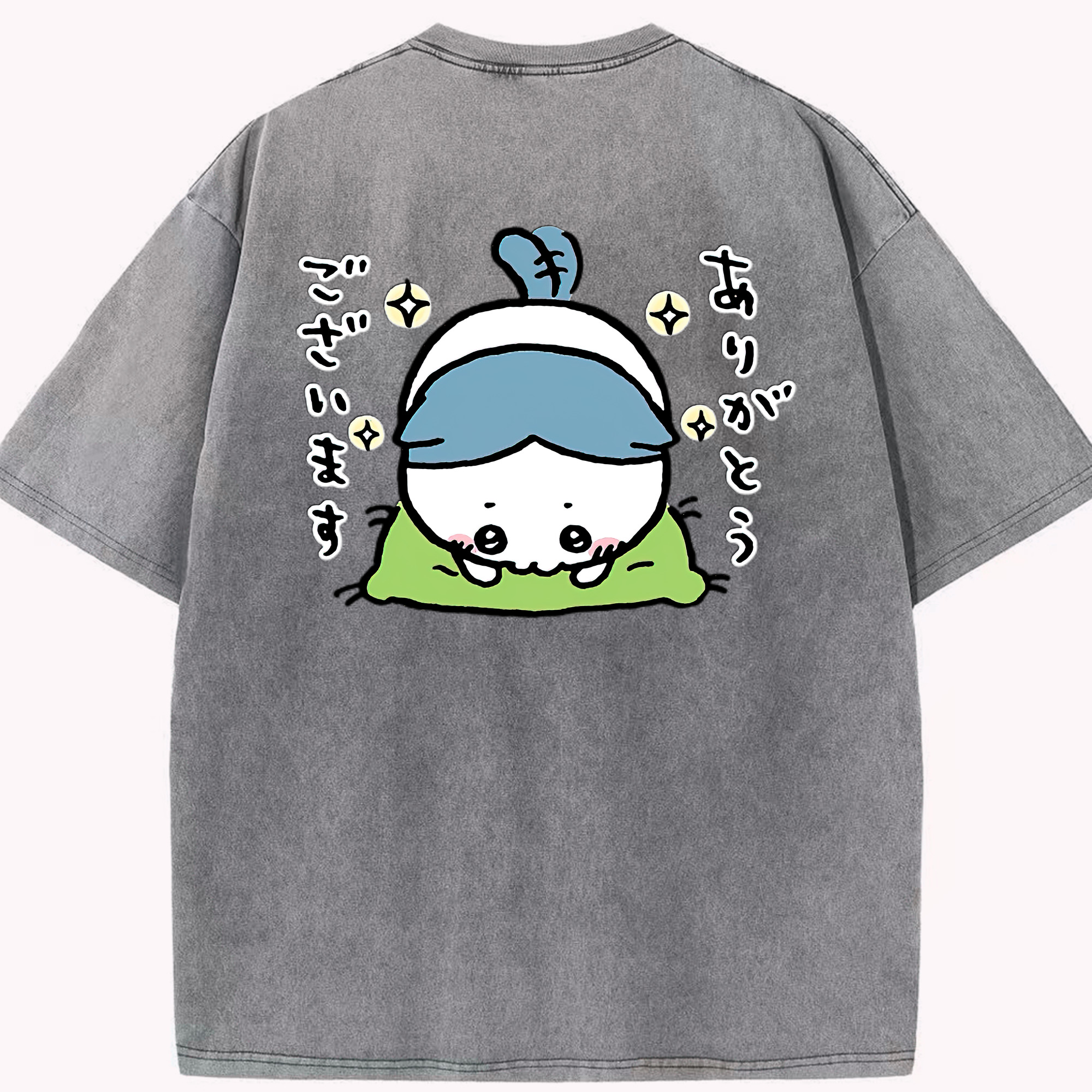 （画像用） ちいかわ ハチワレ Chii-kawa hachiware 綿100% ヴィンテージ風 半袖Tシャツ（背面プリント）