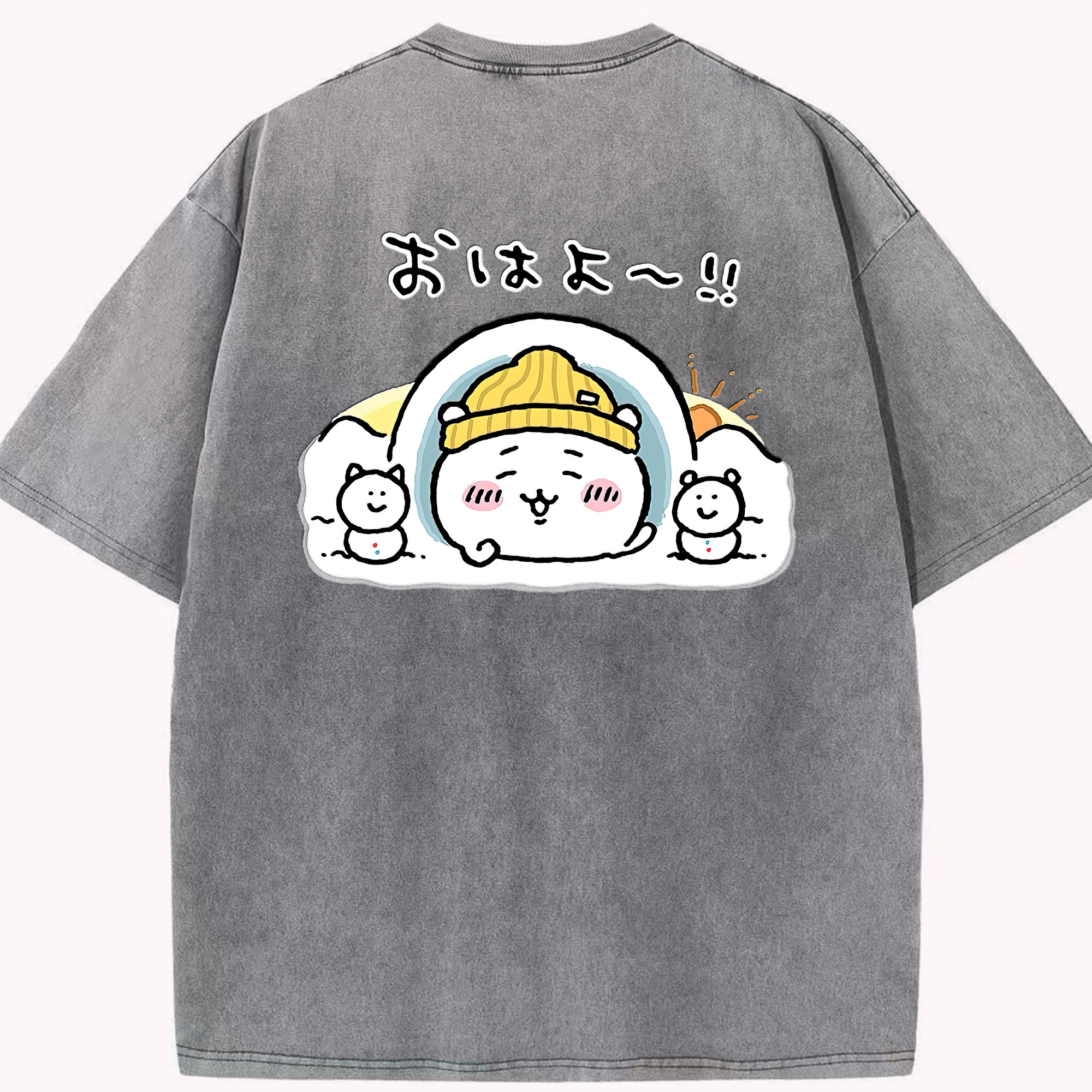 （画像用） ちいかわ ちいかわ Chii-kawa chiikawa 綿100% ヴィンテージ風 半袖Tシャツ（背面プリント）