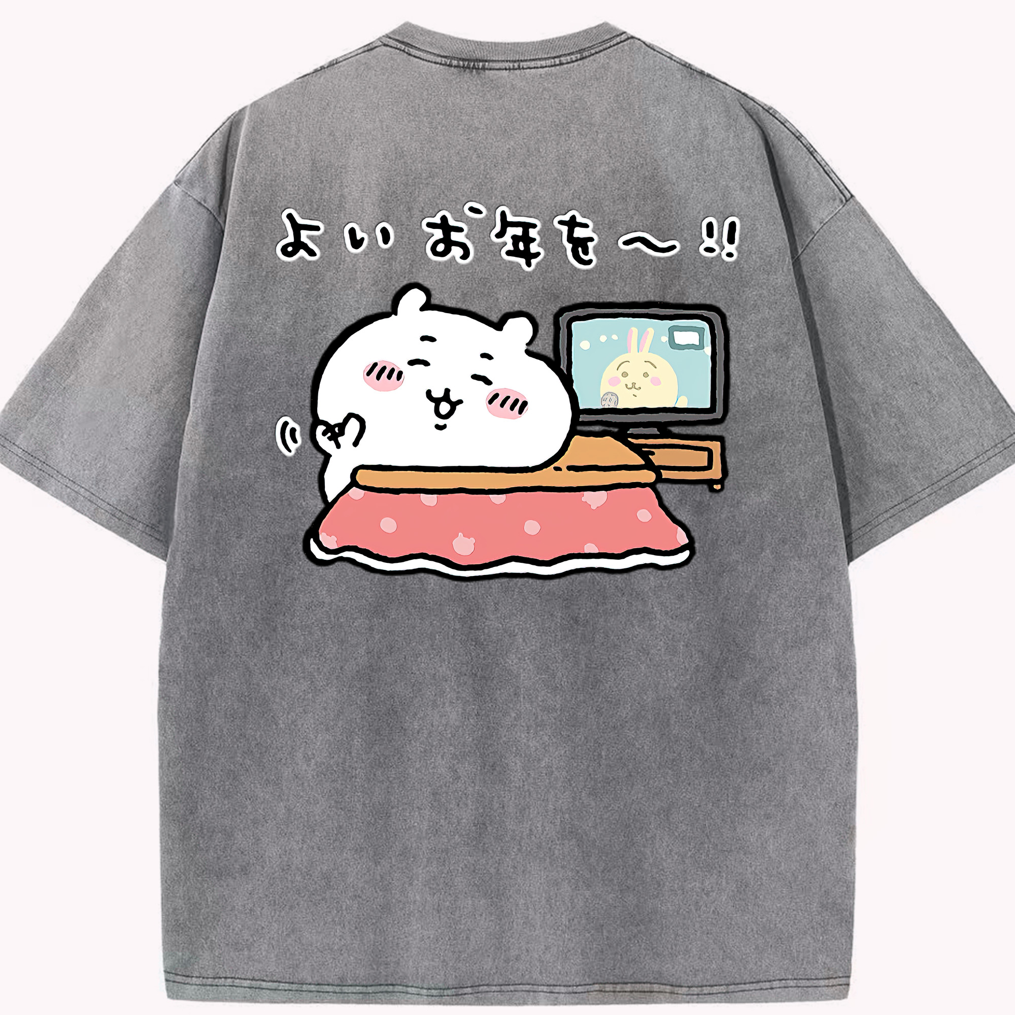 （画像用） ちいかわ ちいかわ Chii-kawa chiikawa 綿100% ヴィンテージ風 半袖Tシャツ（背面プリント）