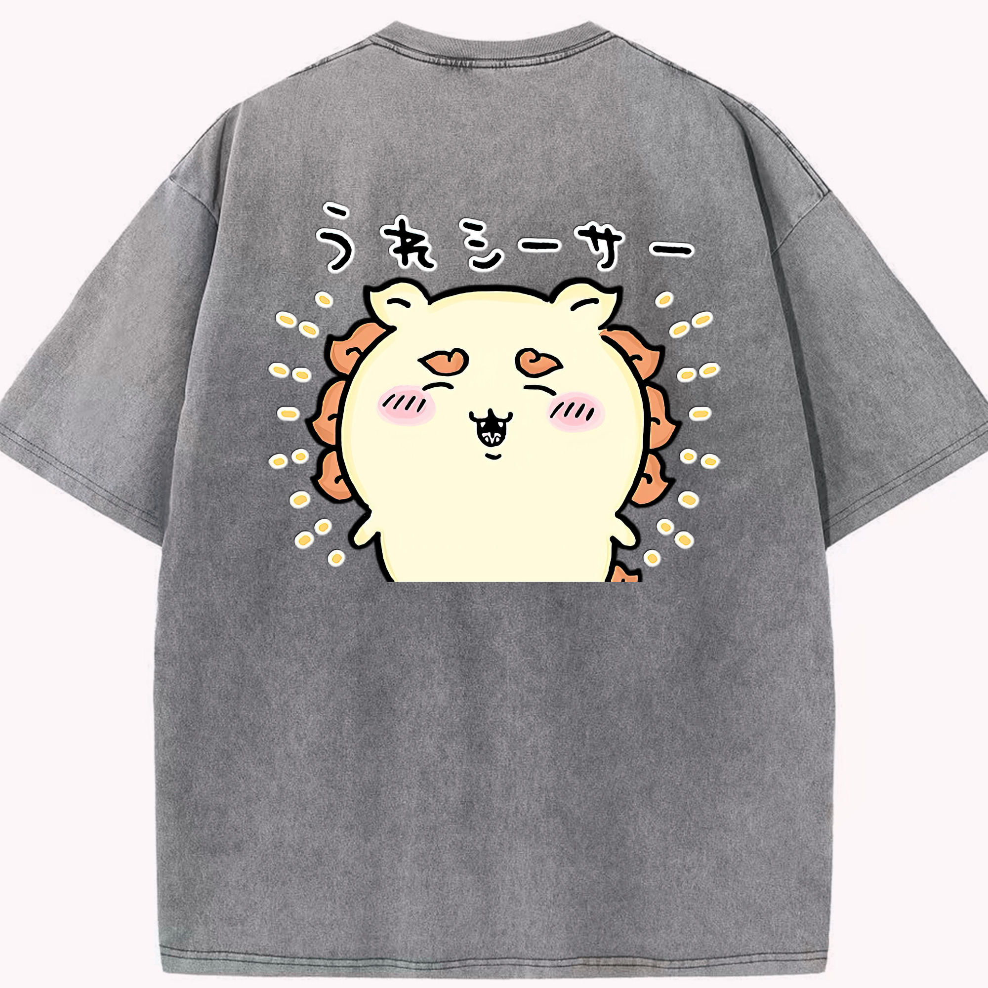 （画像用） ちいかわ シーサー Chii-kawa Shisa 綿100% ヴィンテージ風 半袖Tシャツ（背面プリント）