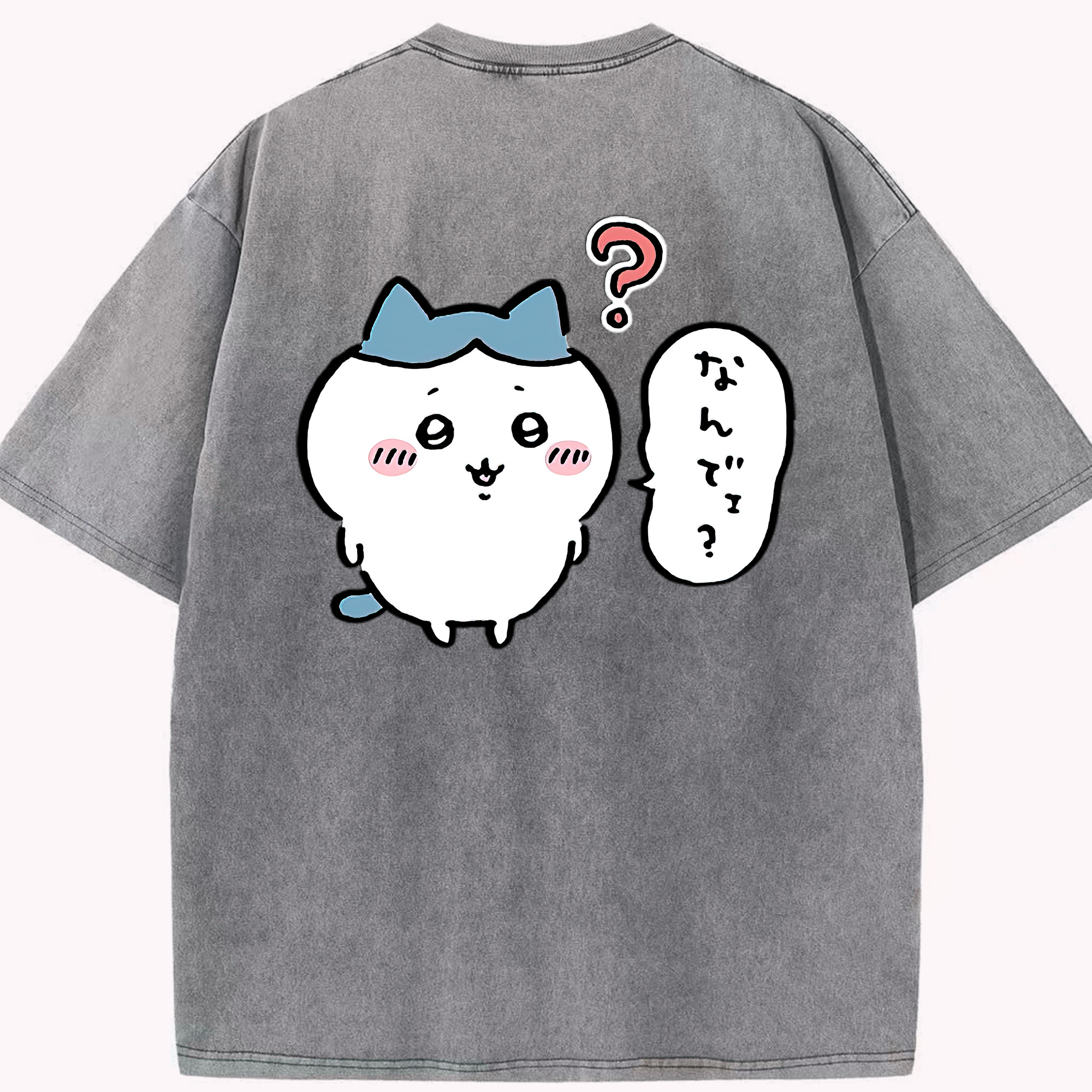 （画像用） ちいかわ ハチワレ Chii-kawa hachiware 綿100% ヴィンテージ風 半袖Tシャツ（背面プリント）