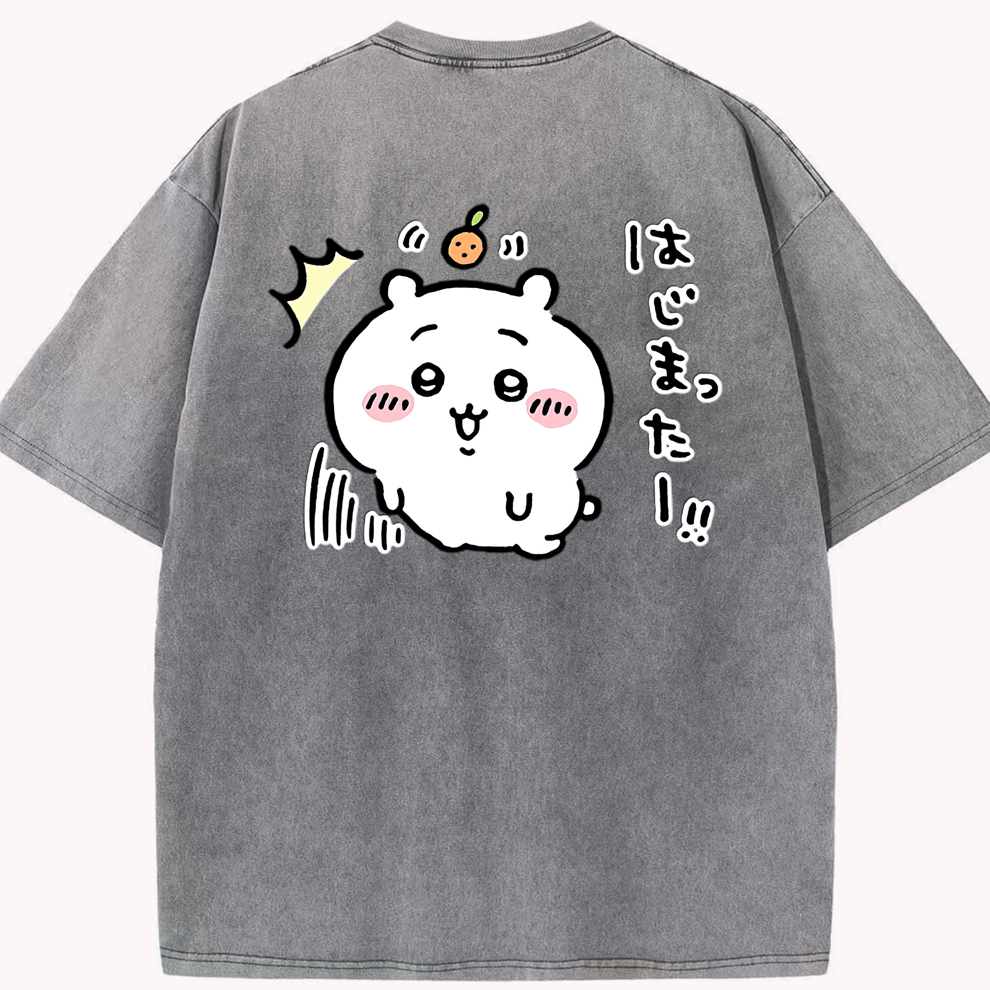 （画像用） ちいかわ ちいかわ Chii-kawa chiikawa 綿100% ヴィンテージ風 半袖Tシャツ（背面プリント）