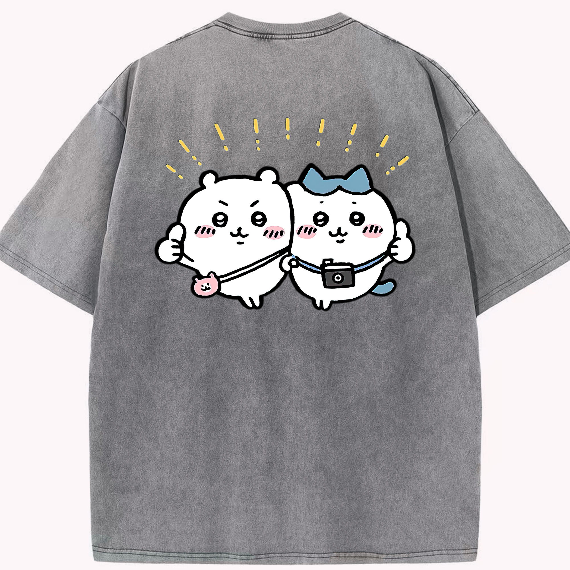 （画像用） ちいかわ ちいかわ Chii-kawa chiikawa 綿100% ヴィンテージ風 半袖Tシャツ（背面プリント）