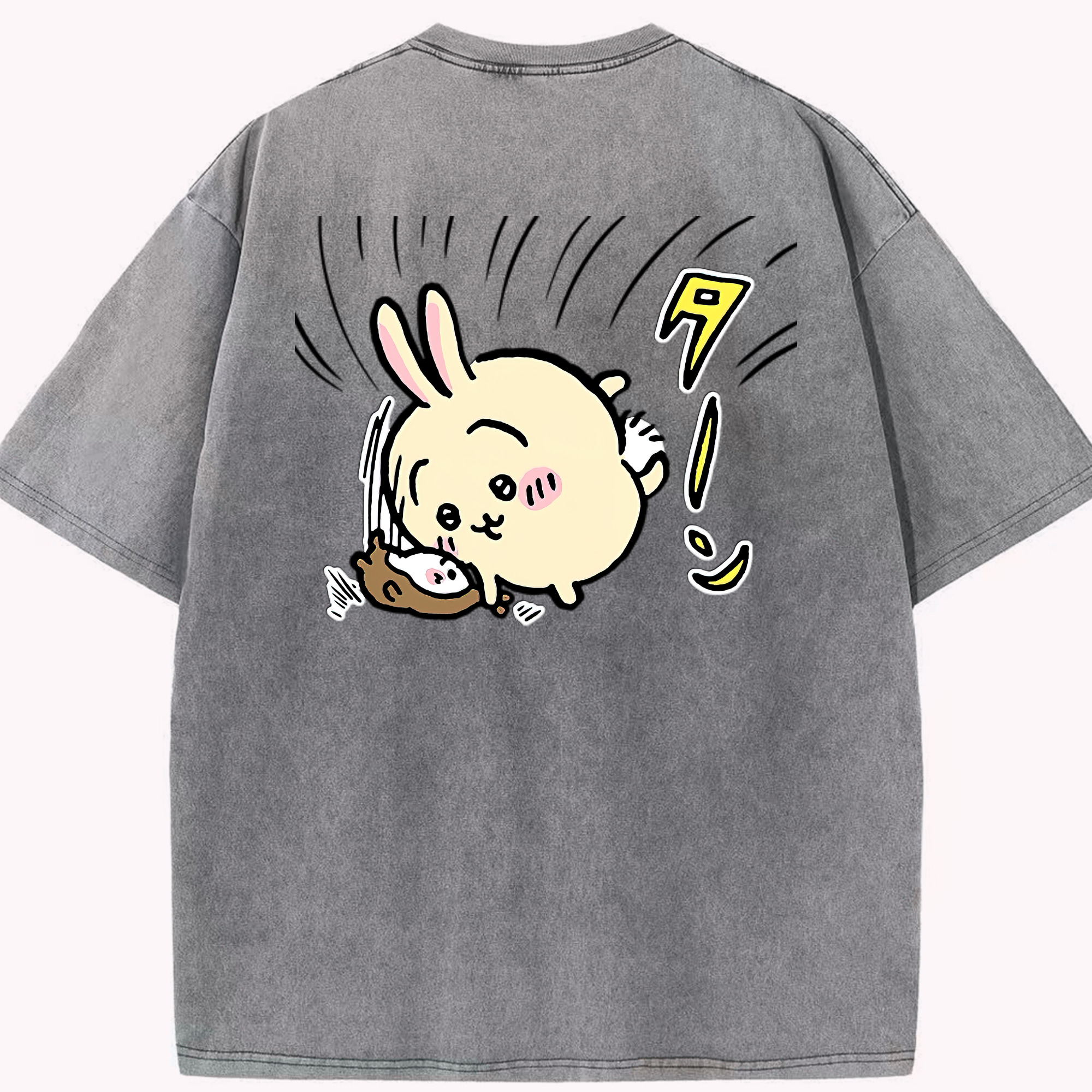 （画像用） ちいかわ うさぎ Chii-kawa usagi 綿100% ヴィンテージ風 半袖Tシャツ（背面プリント）