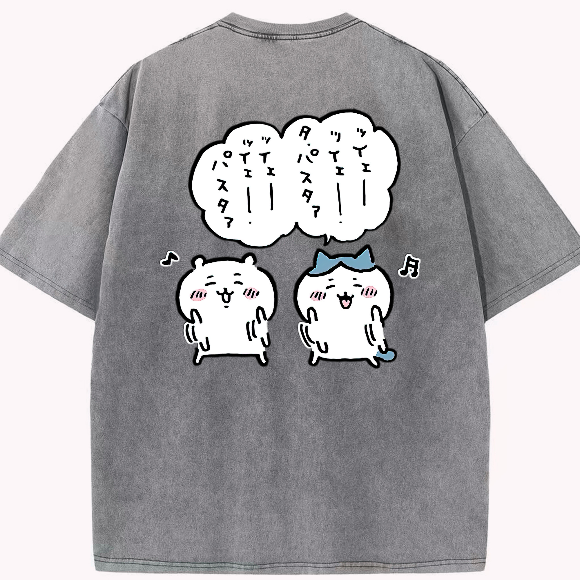 （画像用） ちいかわ ハチワレ Chii-kawa hachiware 綿100% ヴィンテージ風 半袖Tシャツ（背面プリント）
