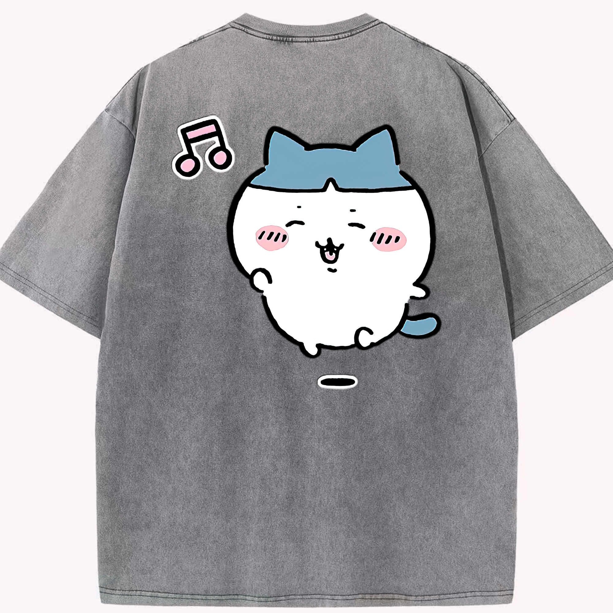 （画像用） ちいかわ ハチワレ Chii-kawa hachiware 綿100% ヴィンテージ風 半袖Tシャツ（背面プリント）