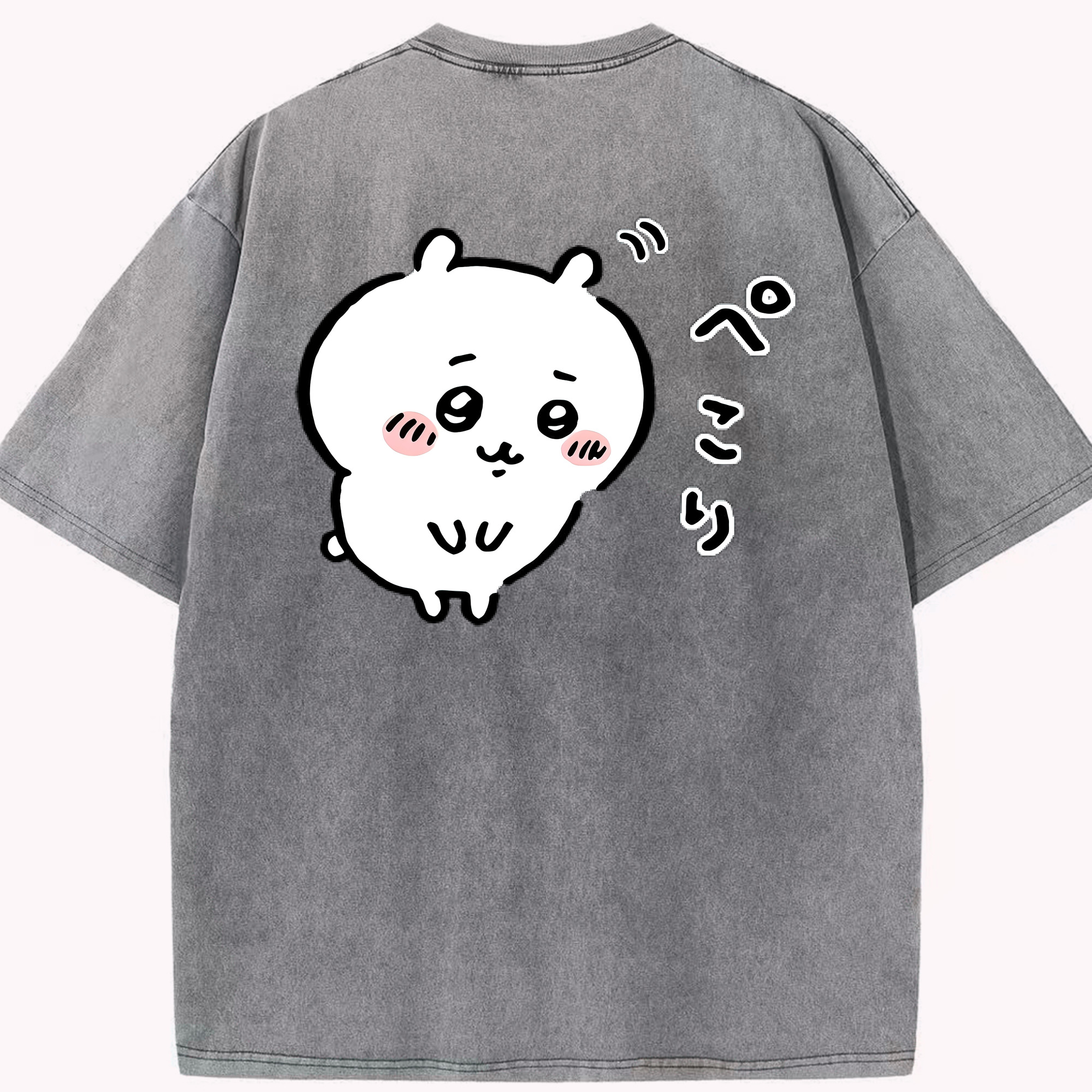 （画像用） ちいかわ ちいかわ Chii-kawa chiikawa 綿100% ヴィンテージ風 半袖Tシャツ（背面プリント）
