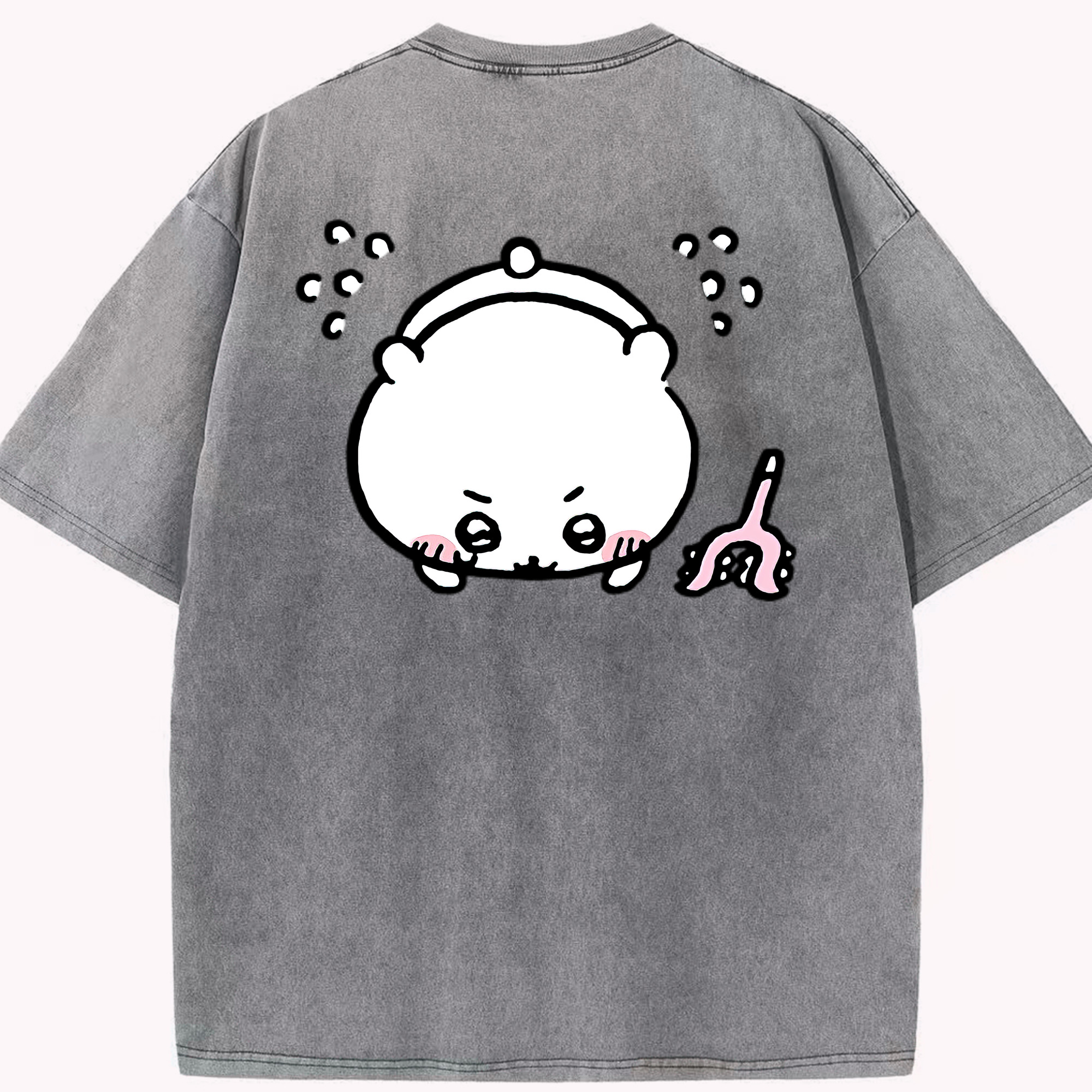 （画像用） ちいかわ ちいかわ Chii-kawa chiikawa 綿100% ヴィンテージ風 半袖Tシャツ（背面プリント）