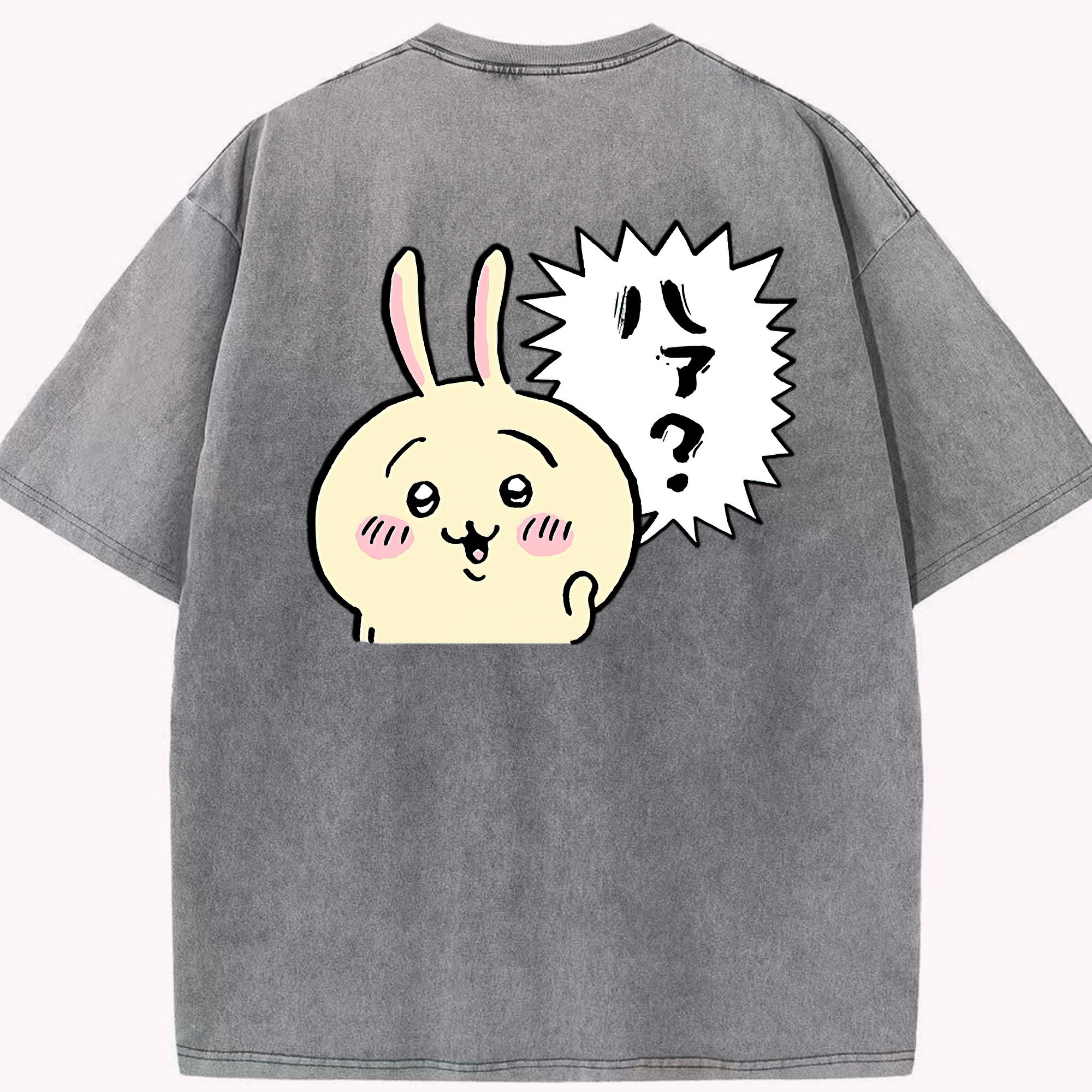 （画像用） ちいかわ うさぎ Chii-kawa usagi 綿100% ヴィンテージ風 半袖Tシャツ（背面プリント）