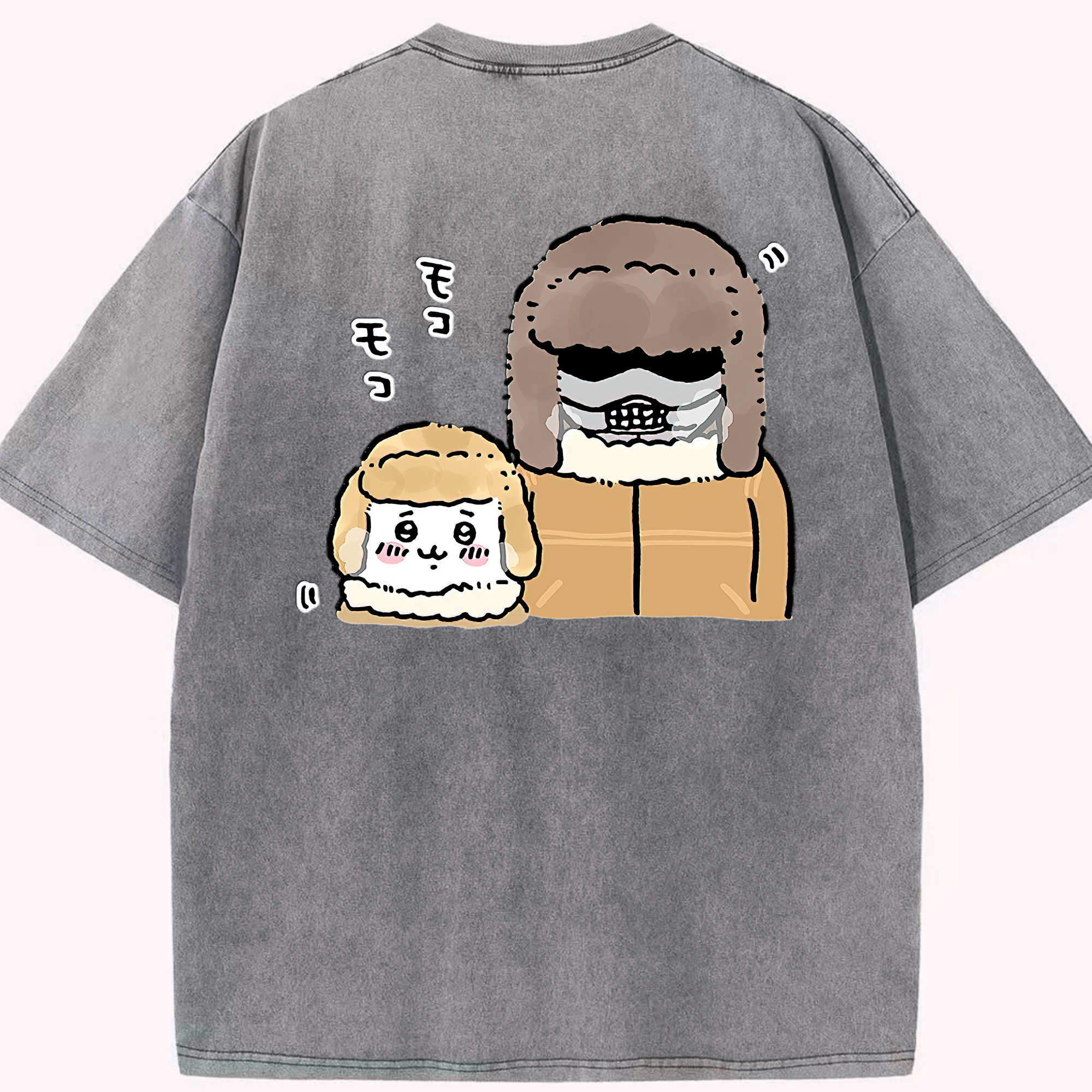 （画像用） ちいかわ 労働の鎧さん Chii-kawa Mr. Armor of Labor 綿100% ヴィンテージ風 半袖Tシャツ（背面プリント）