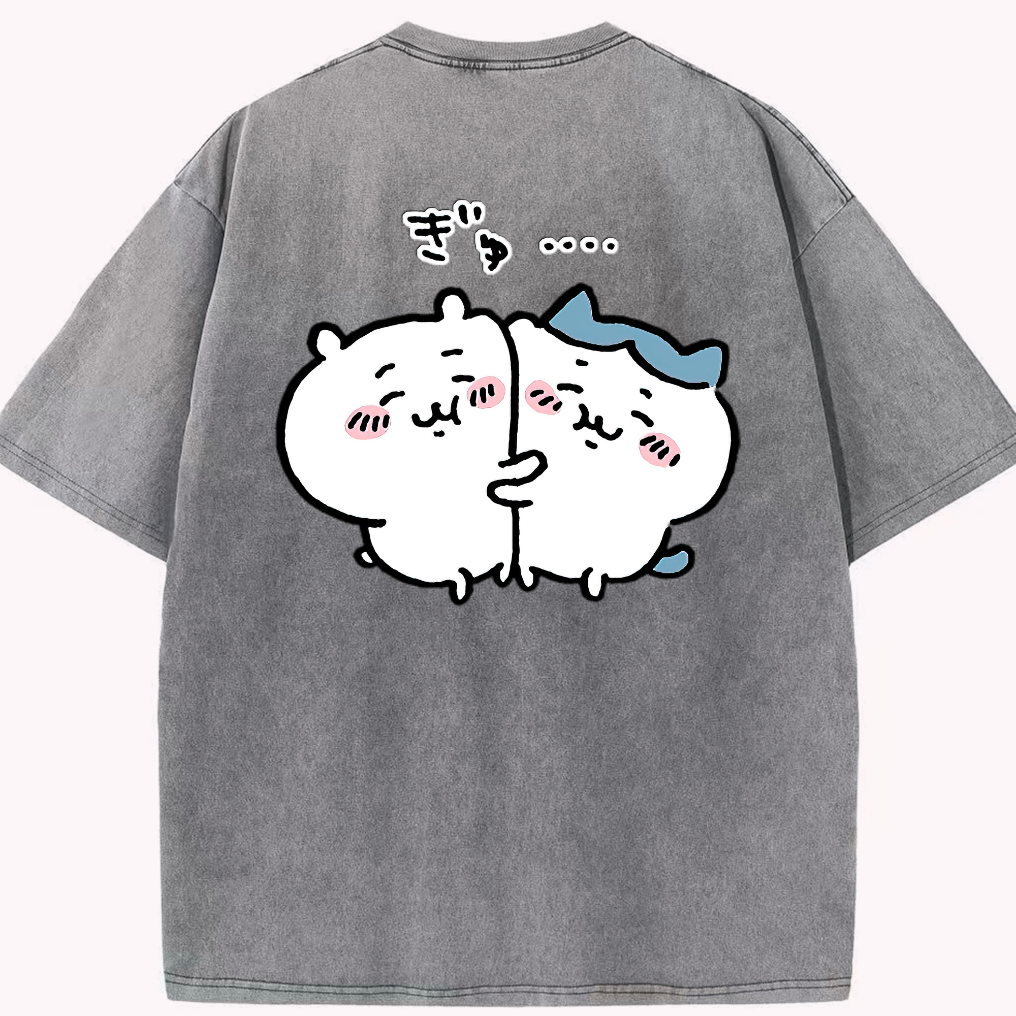 （画像用） ちいかわ ハチワレ Chii-kawa hachiware 綿100% ヴィンテージ風 半袖Tシャツ（背面プリント）