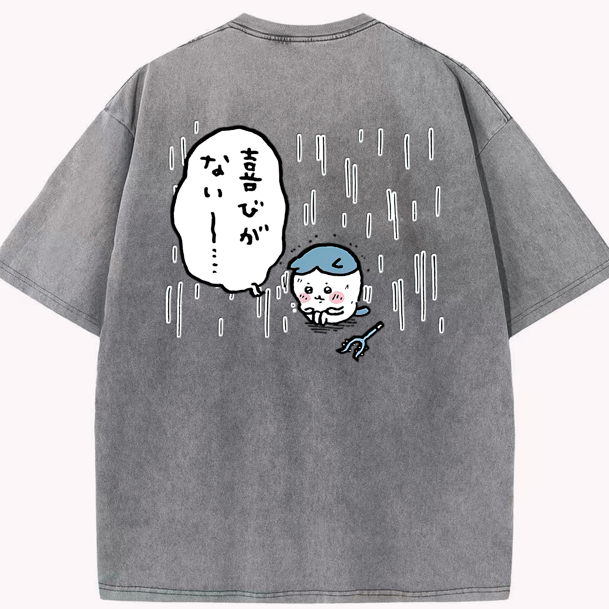 （画像用） ちいかわ ハチワレ Chii-kawa hachiware 綿100% ヴィンテージ風 半袖Tシャツ（背面プリント）