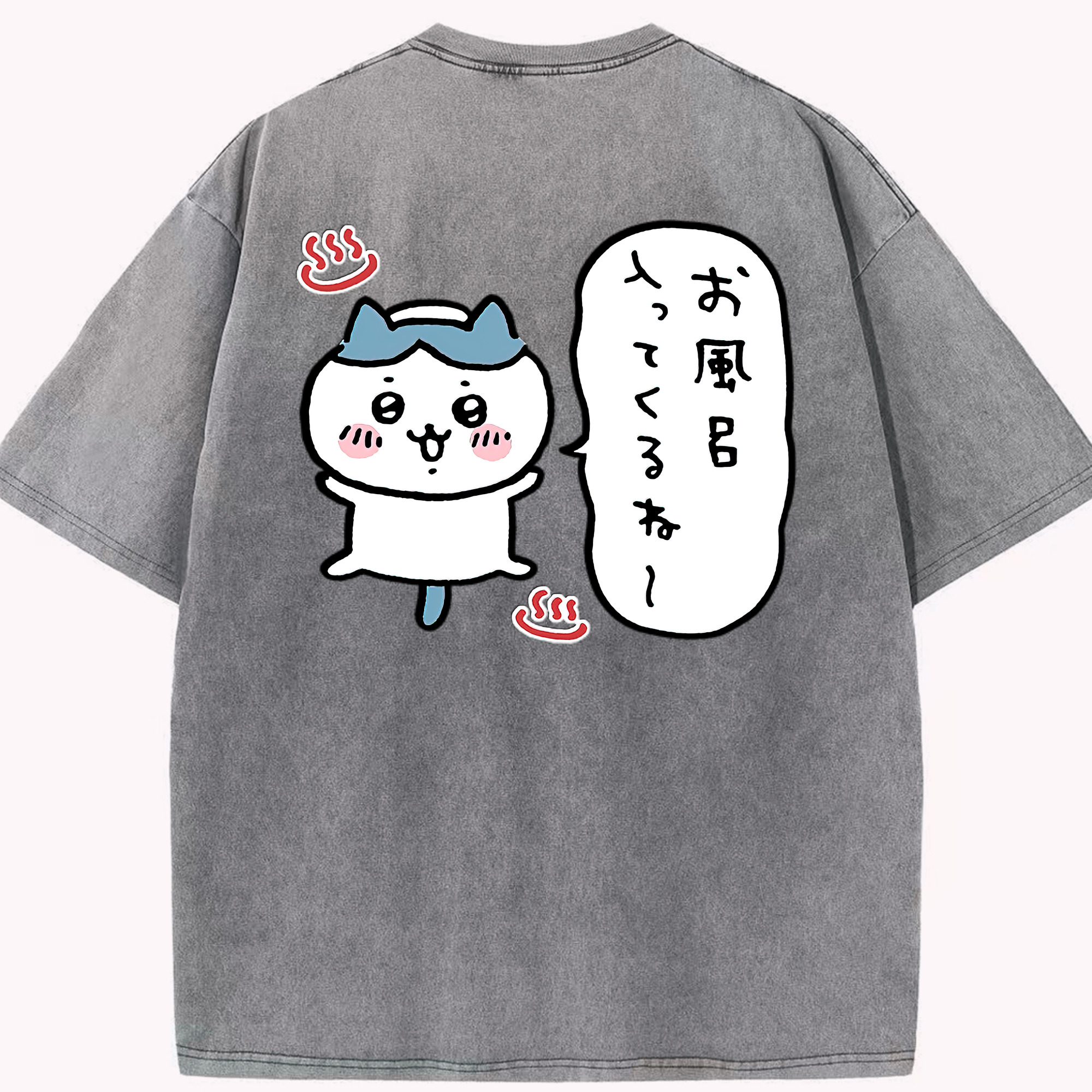 （画像用） ちいかわ ハチワレ Chii-kawa hachiware 綿100% ヴィンテージ風 半袖Tシャツ（背面プリント）