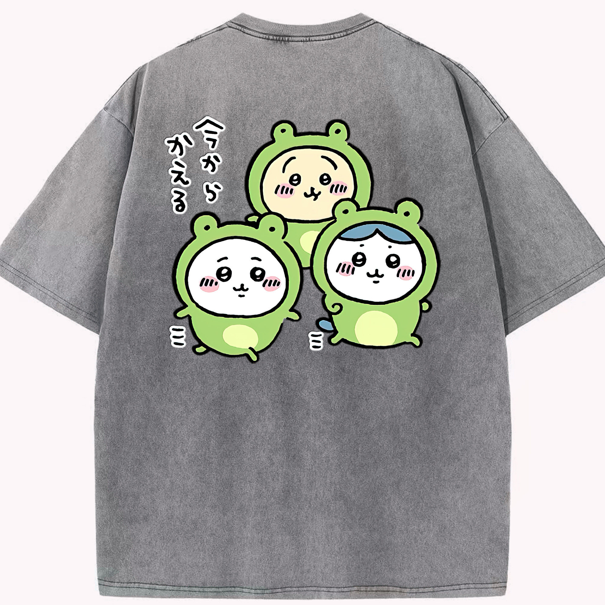 （画像用） ちいかわ ハチワレ Chii-kawa hachiware 綿100% ヴィンテージ風 半袖Tシャツ（背面プリント）