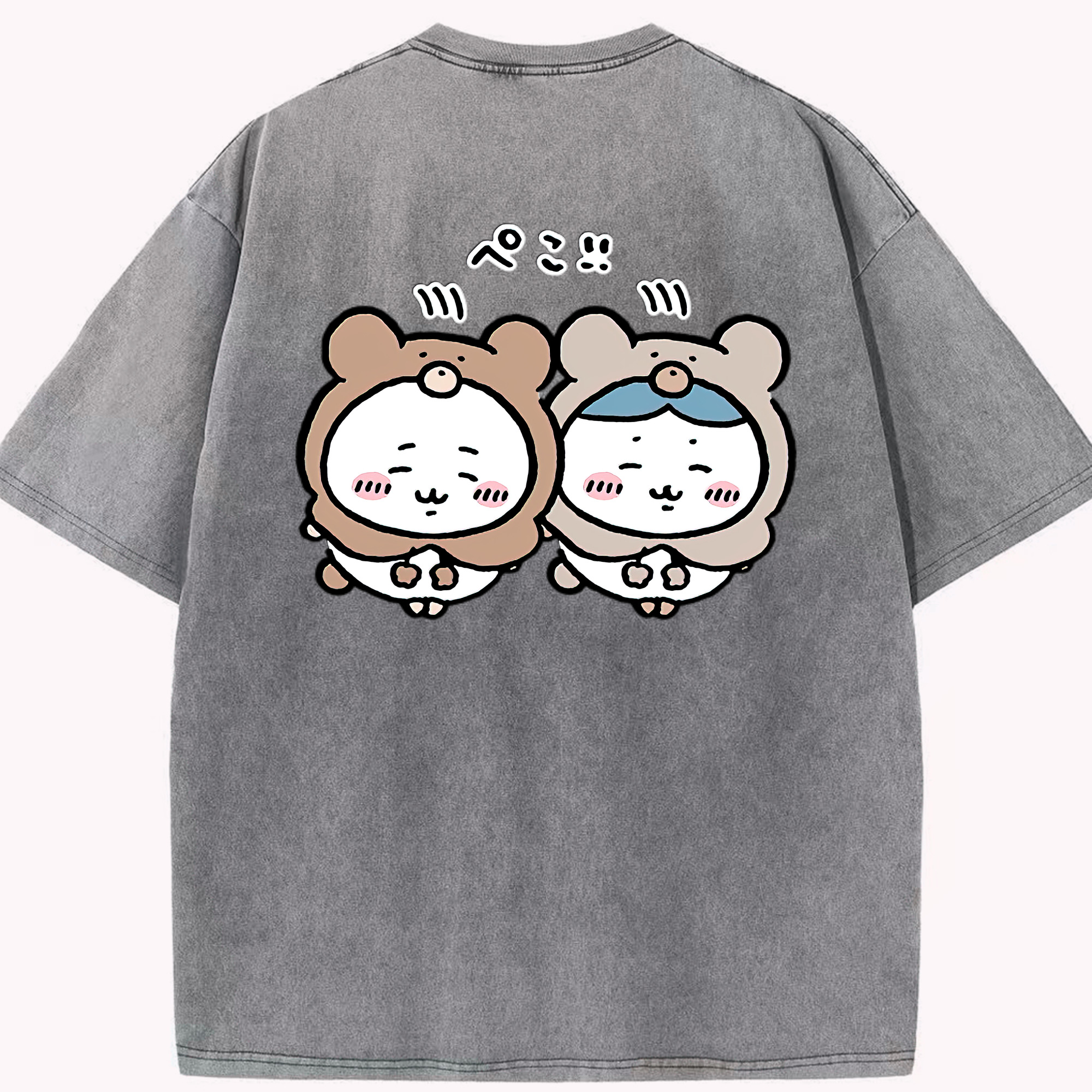 （画像用） ちいかわ ハチワレ Chii-kawa hachiware 綿100% ヴィンテージ風 半袖Tシャツ（背面プリント）