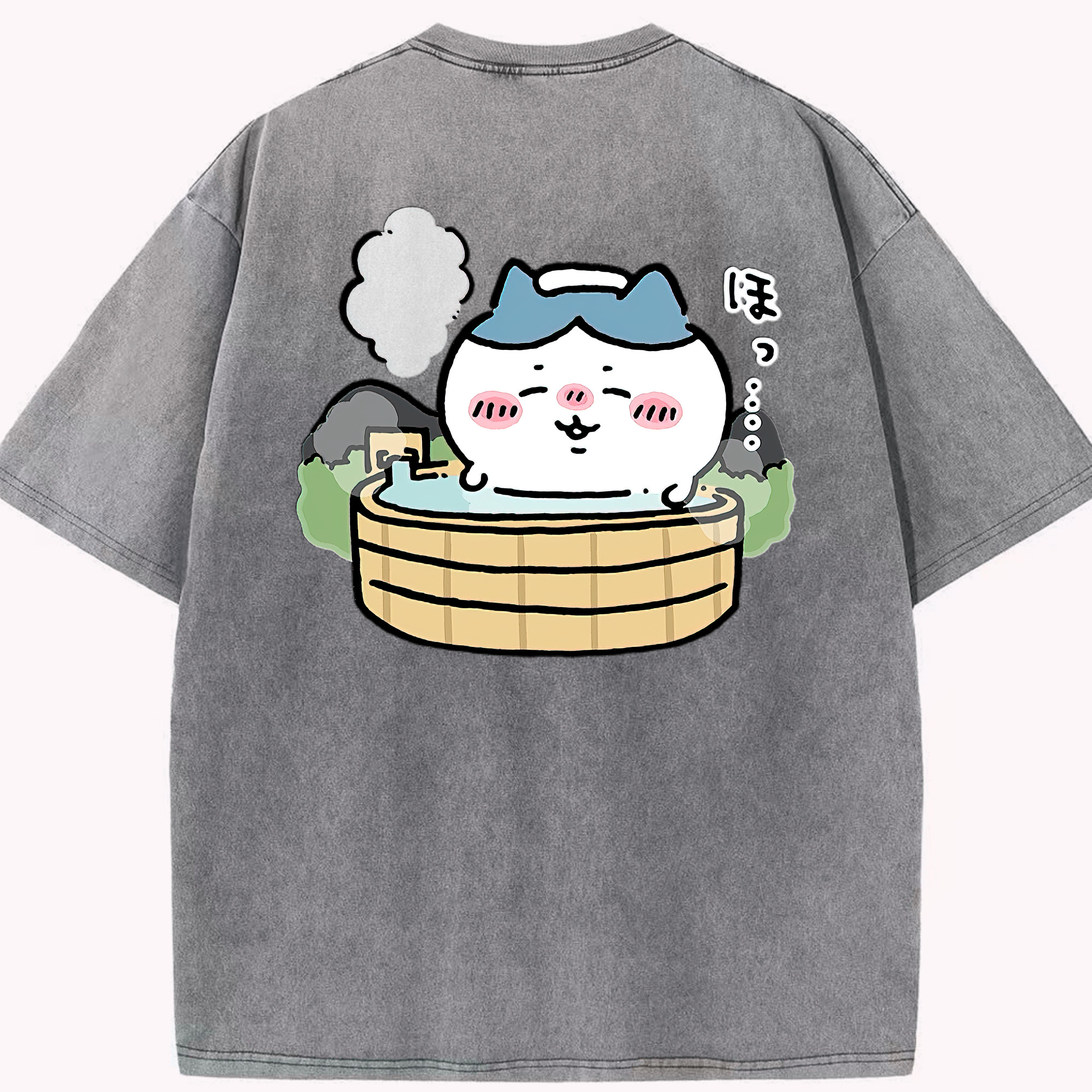 （画像用） ちいかわ ハチワレ Chii-kawa hachiware 綿100% ヴィンテージ風 半袖Tシャツ（背面プリント）