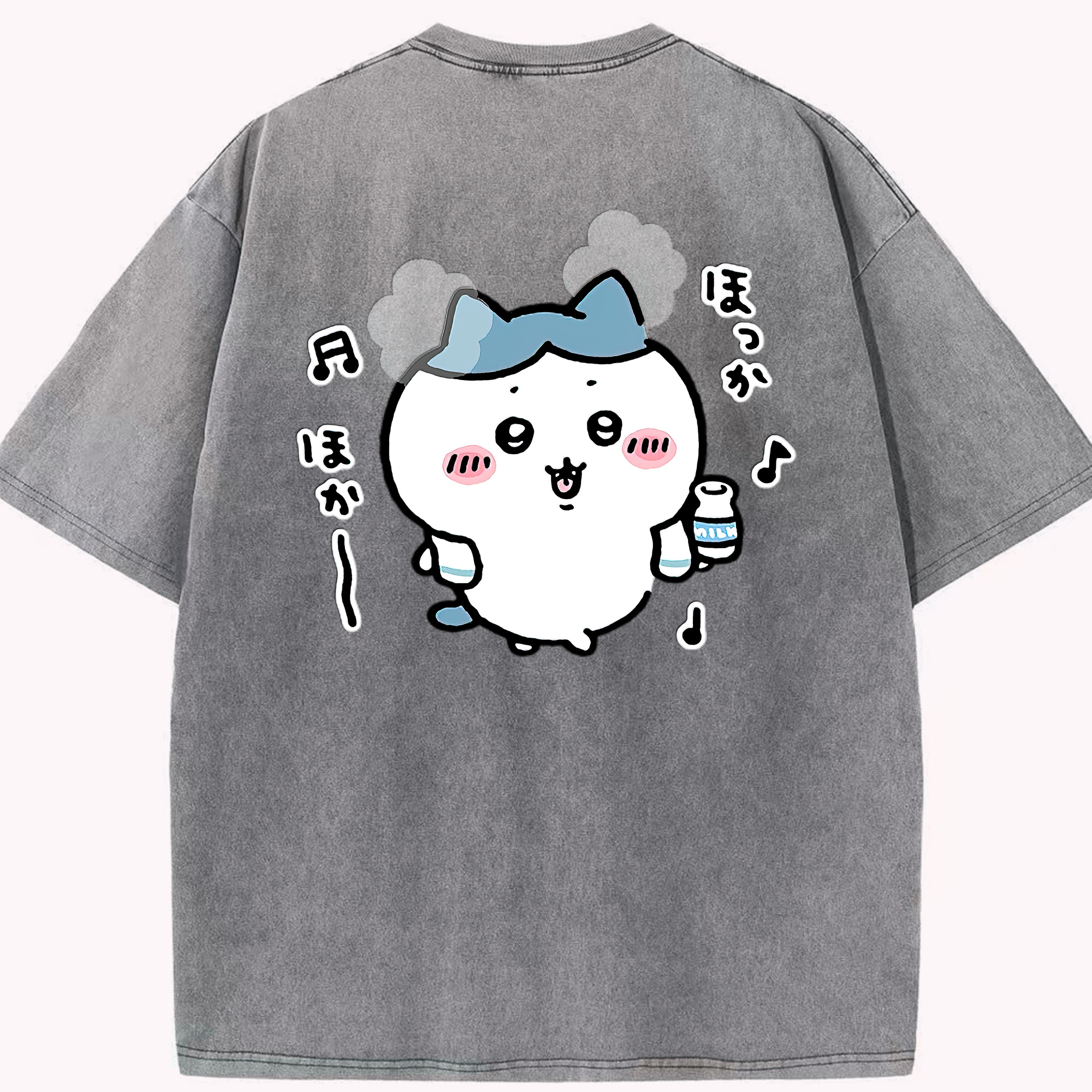 （画像用） ちいかわ ハチワレ Chii-kawa hachiware 綿100% ヴィンテージ風 半袖Tシャツ（背面プリント）
