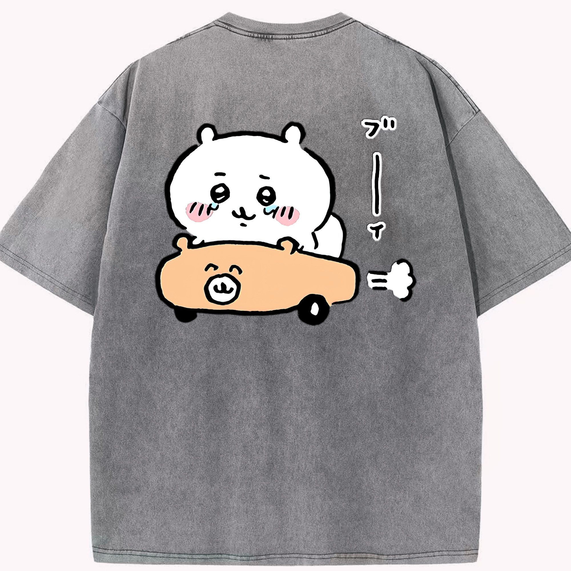 （画像用） ちいかわ ちいかわ Chii-kawa chiikawa 綿100% ヴィンテージ風 半袖Tシャツ（背面プリント）