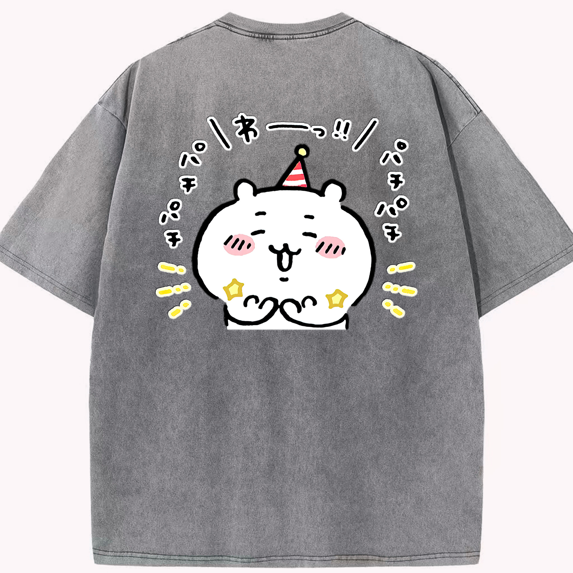 （画像用） ちいかわ ちいかわ Chii-kawa chiikawa 綿100% ヴィンテージ風 半袖Tシャツ（背面プリント）